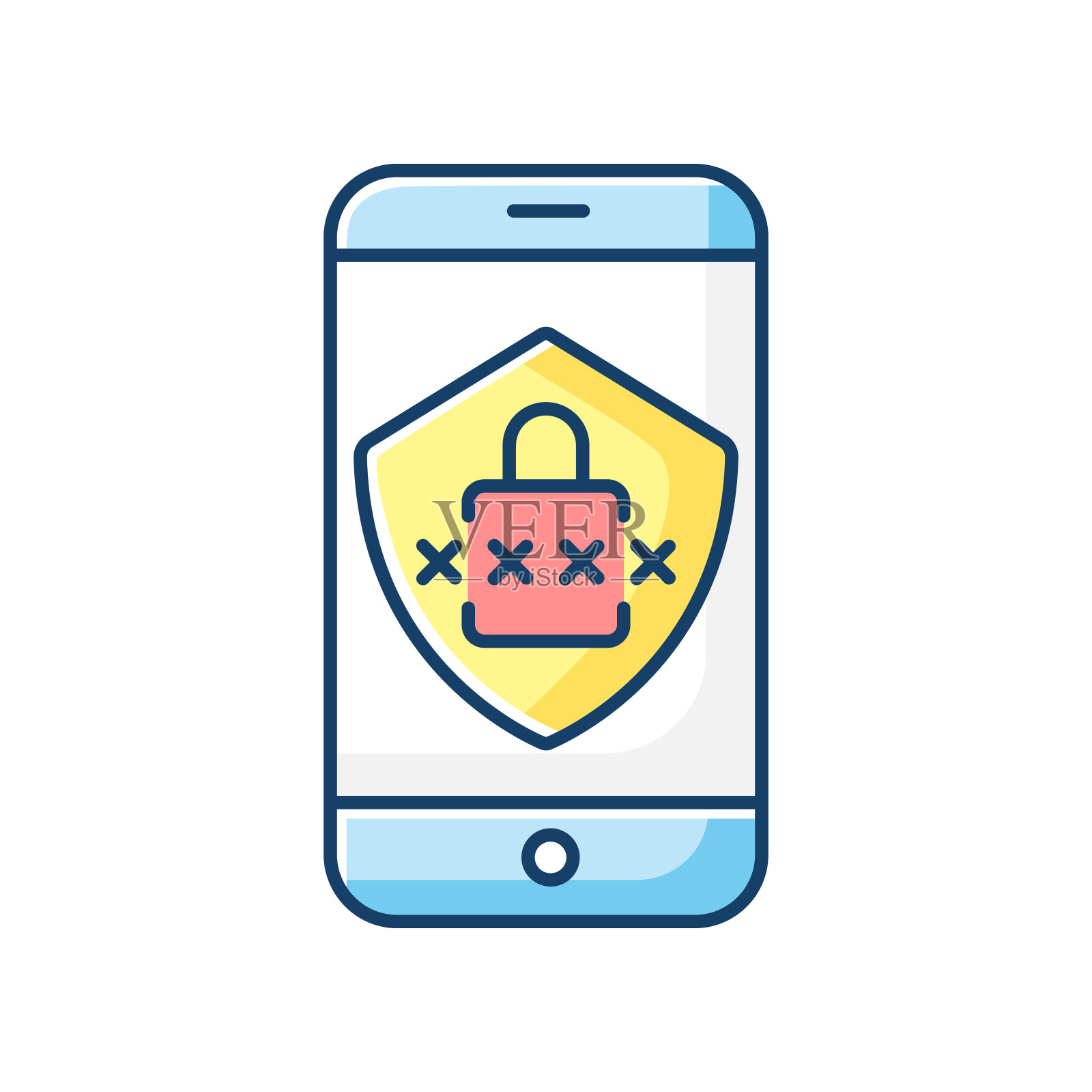 智能手机安全RGB彩色图标插画图片素材