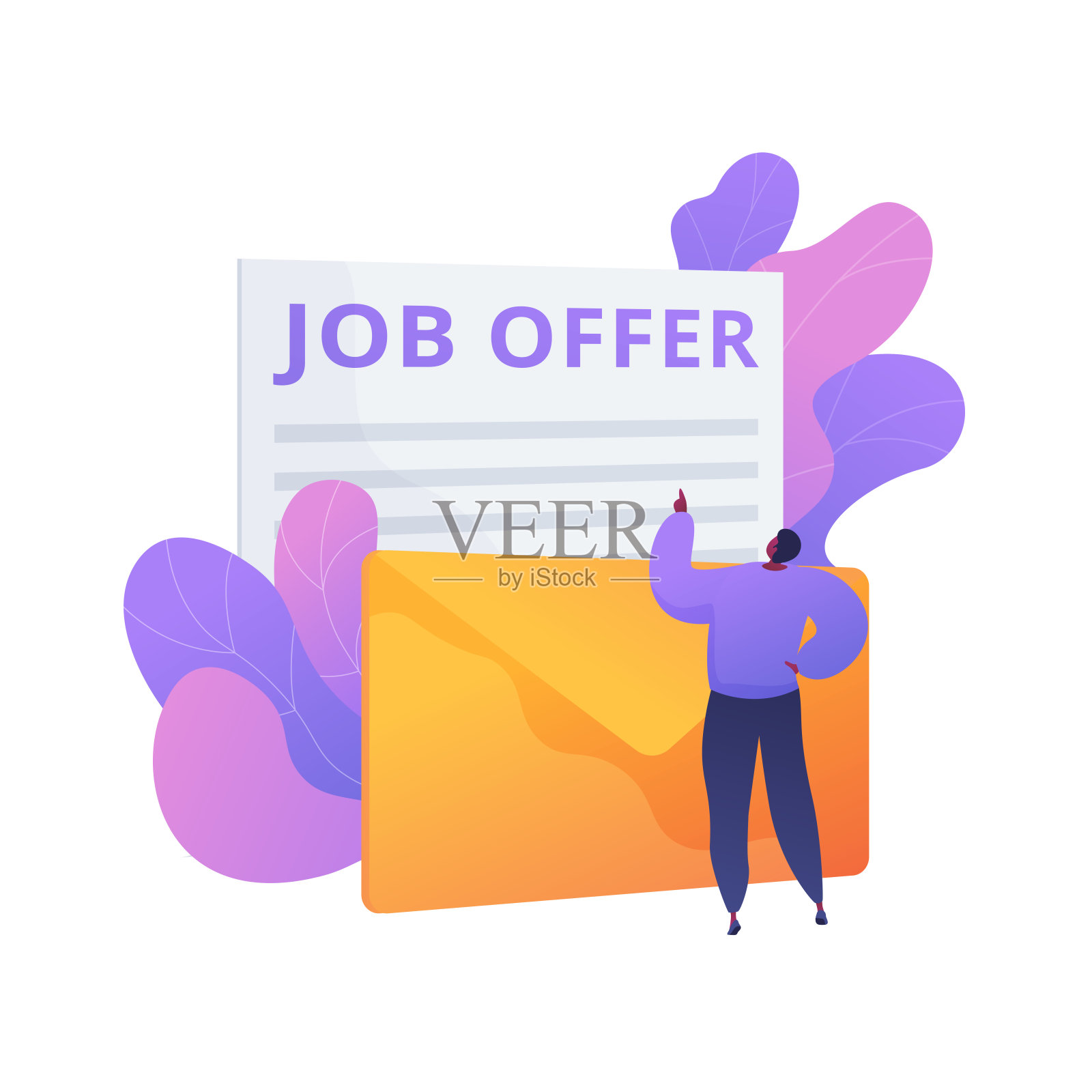 求职offer信向量概念隐喻设计模板素材