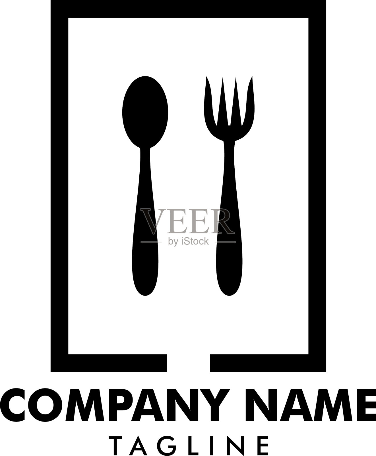 标志餐厅与刀叉勺子插画图片素材