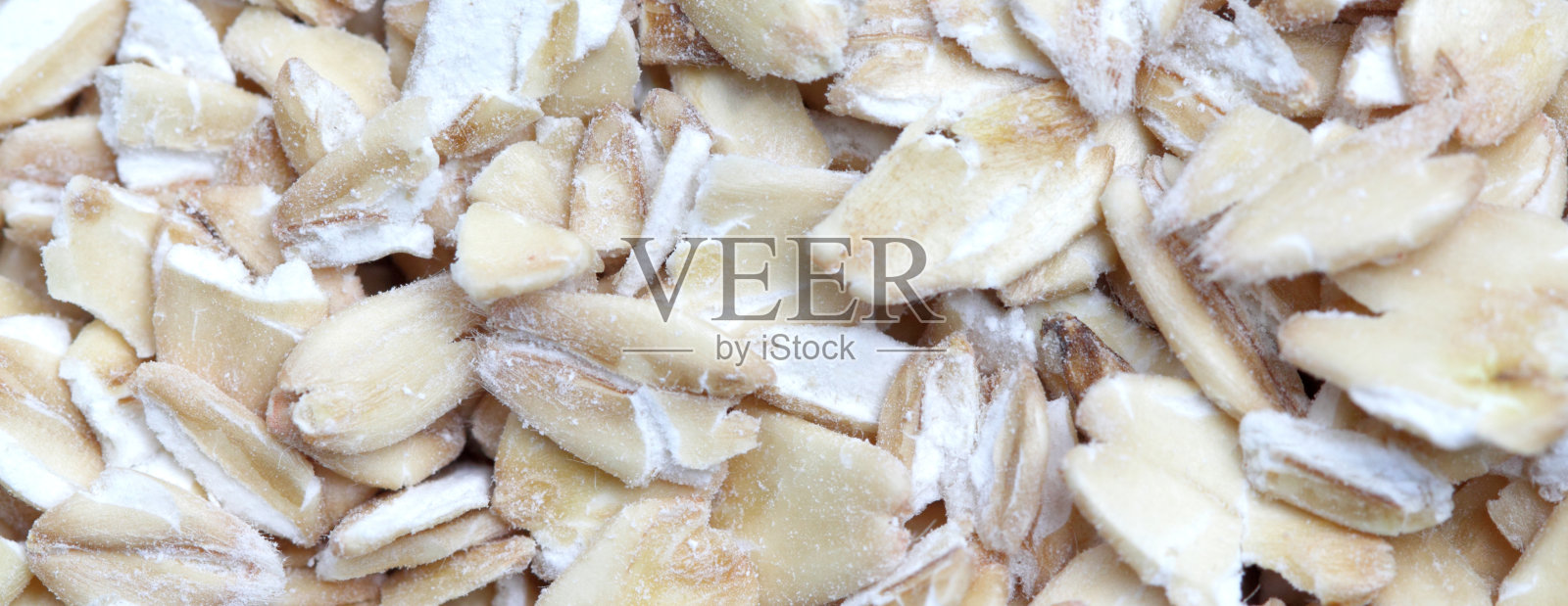 宽视野燕麦片特写作为背景。素食。平铺，俯视图，拷贝空间。照片摄影图片