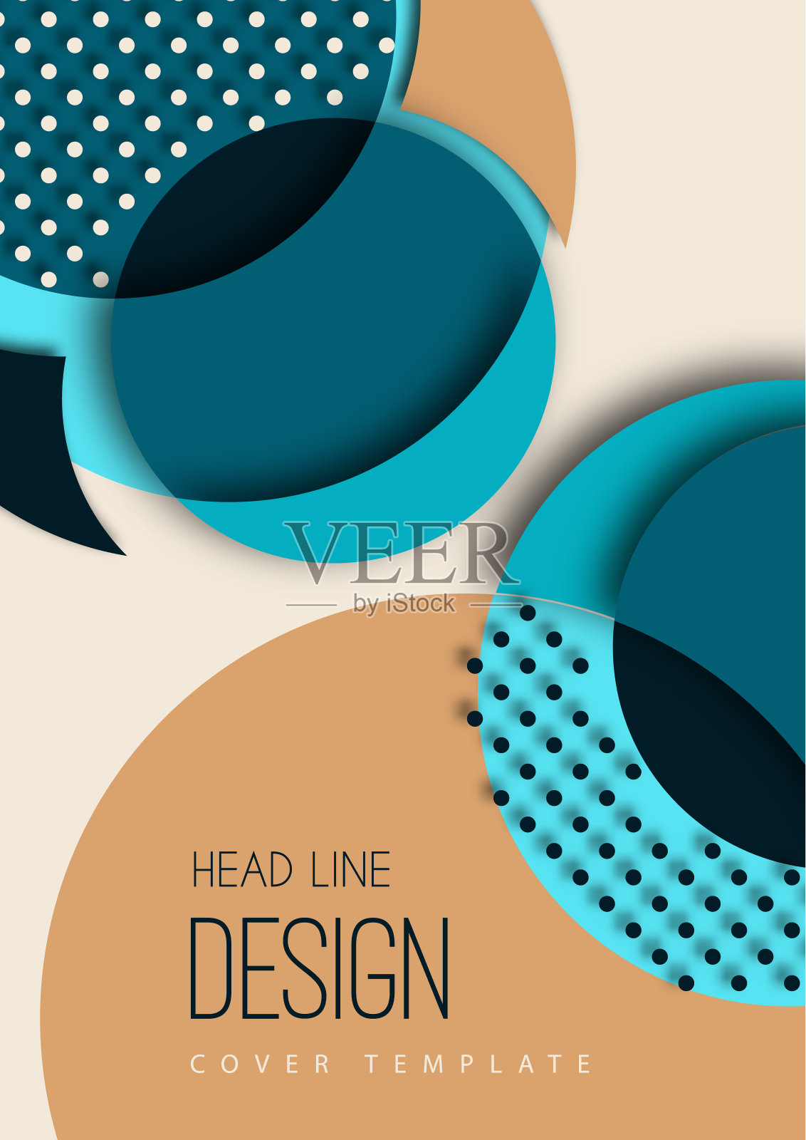 切成色彩鲜艳的圆形部分，点缀圆点。现代抽象背景。设计商业演示文稿，传单，海报和邀请。向量插画图片素材