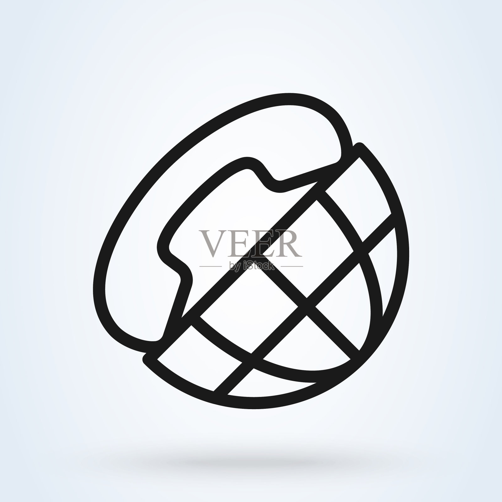 电话图标与全球线风格的全球客户端图标素材