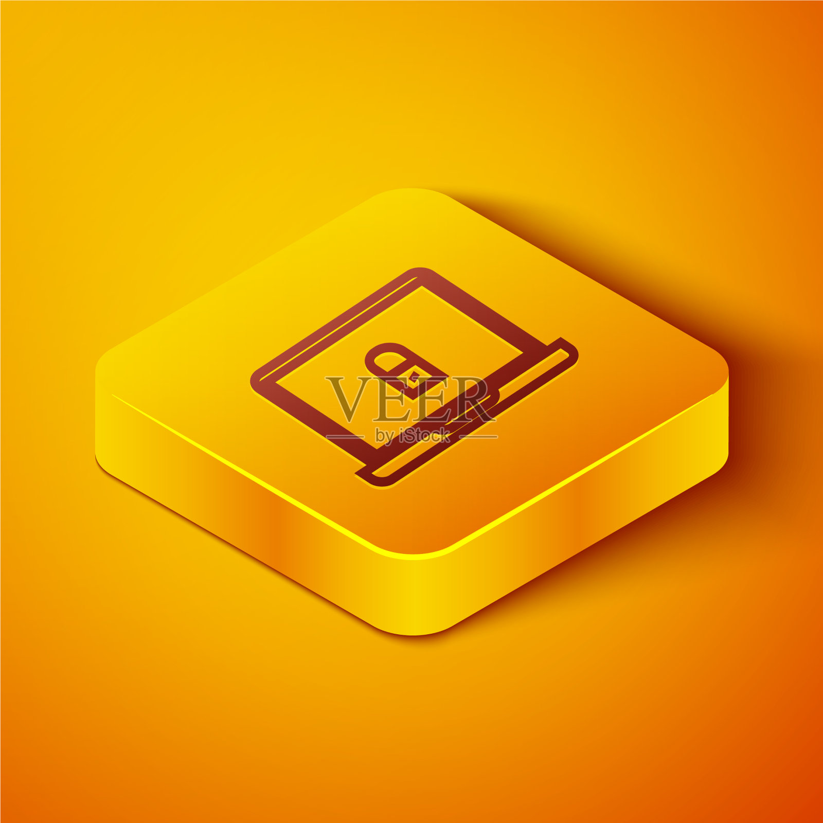 等距线笔记本电脑和锁定图标隔离图标素材