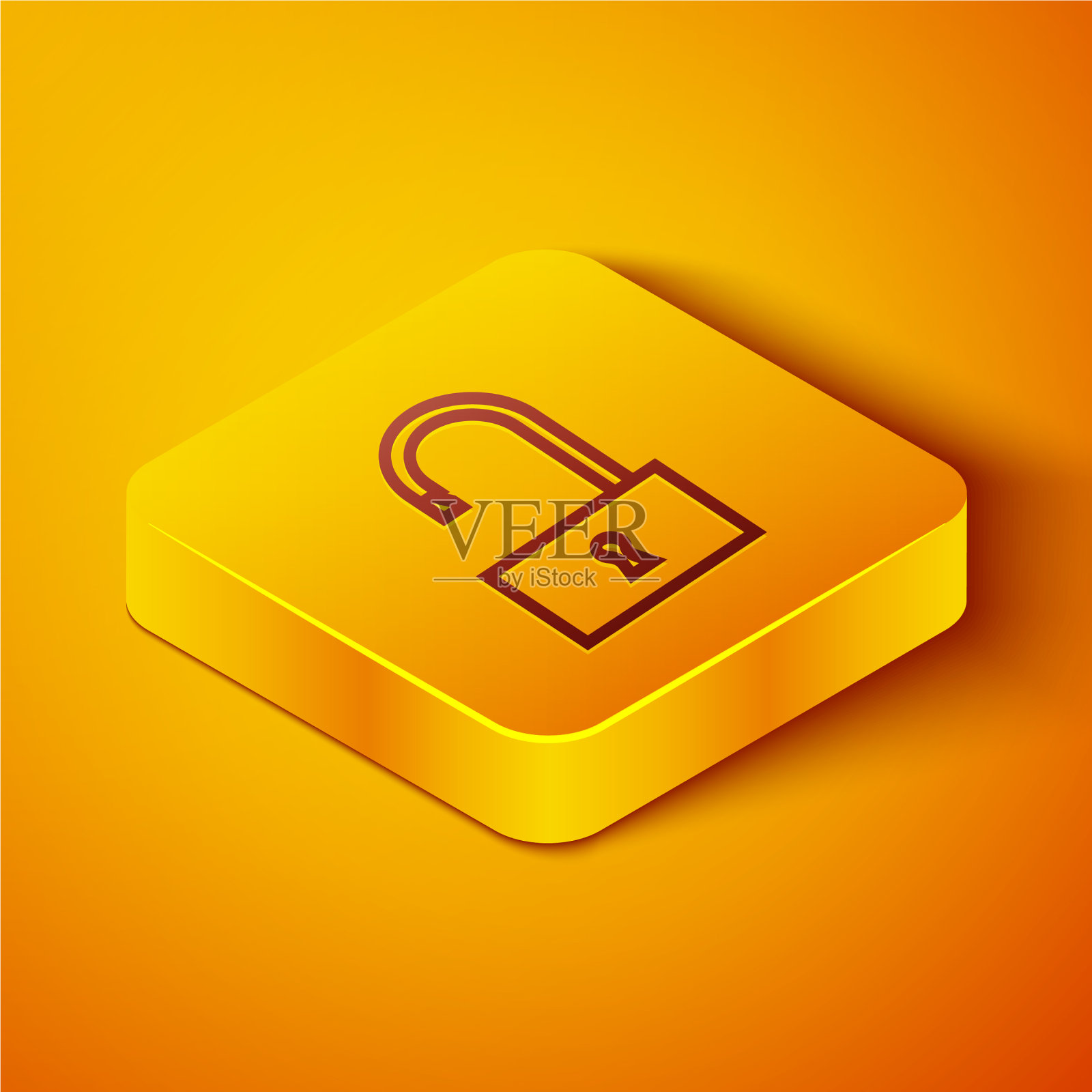 等距线打开挂锁图标隔离上插画图片素材