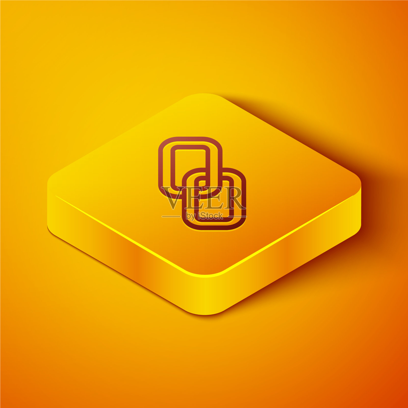 等距线链环图标隔离在橙色上图标素材