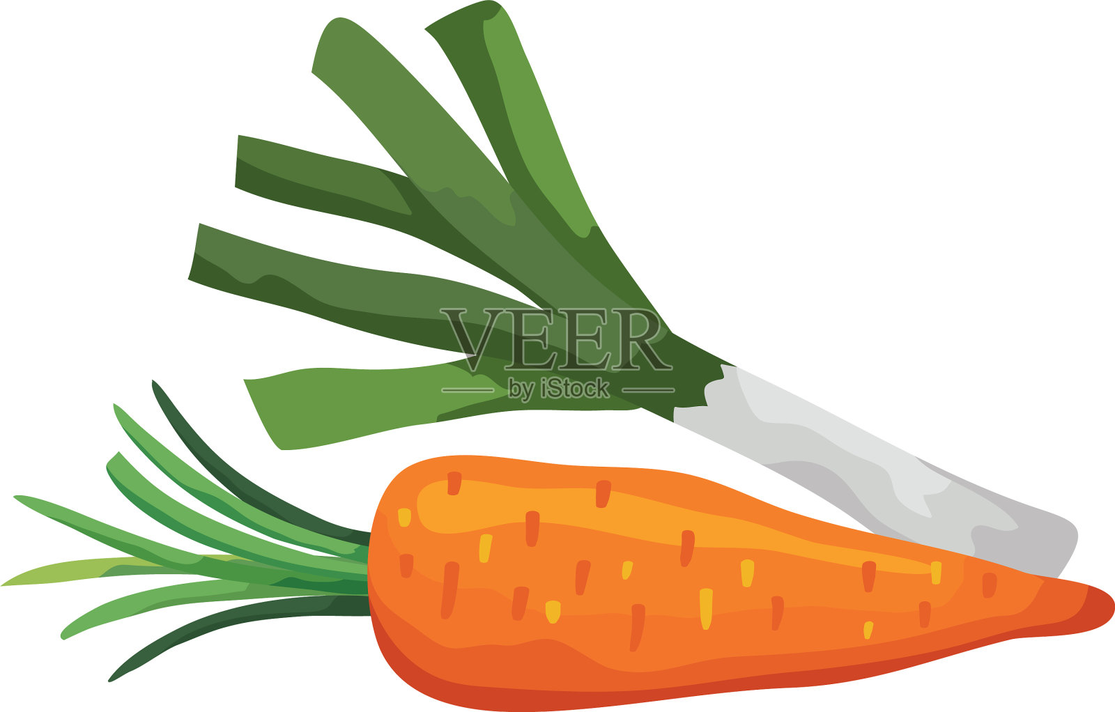 新鲜胡萝卜与韭菜隔绝图标蔬菜设计元素图片