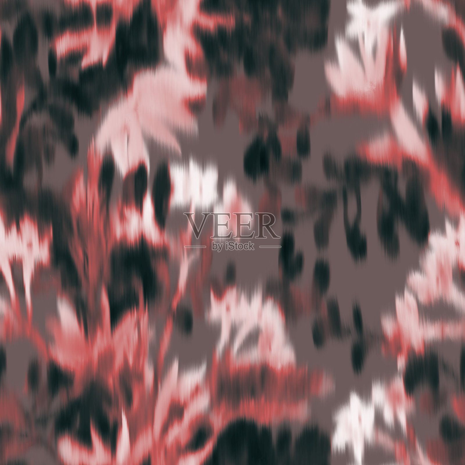 水彩野花无缝图案。模糊的手绘花束与草甸植物茎、叶和细枝。时尚的夏季植物装饰在复古风格。插画图片素材