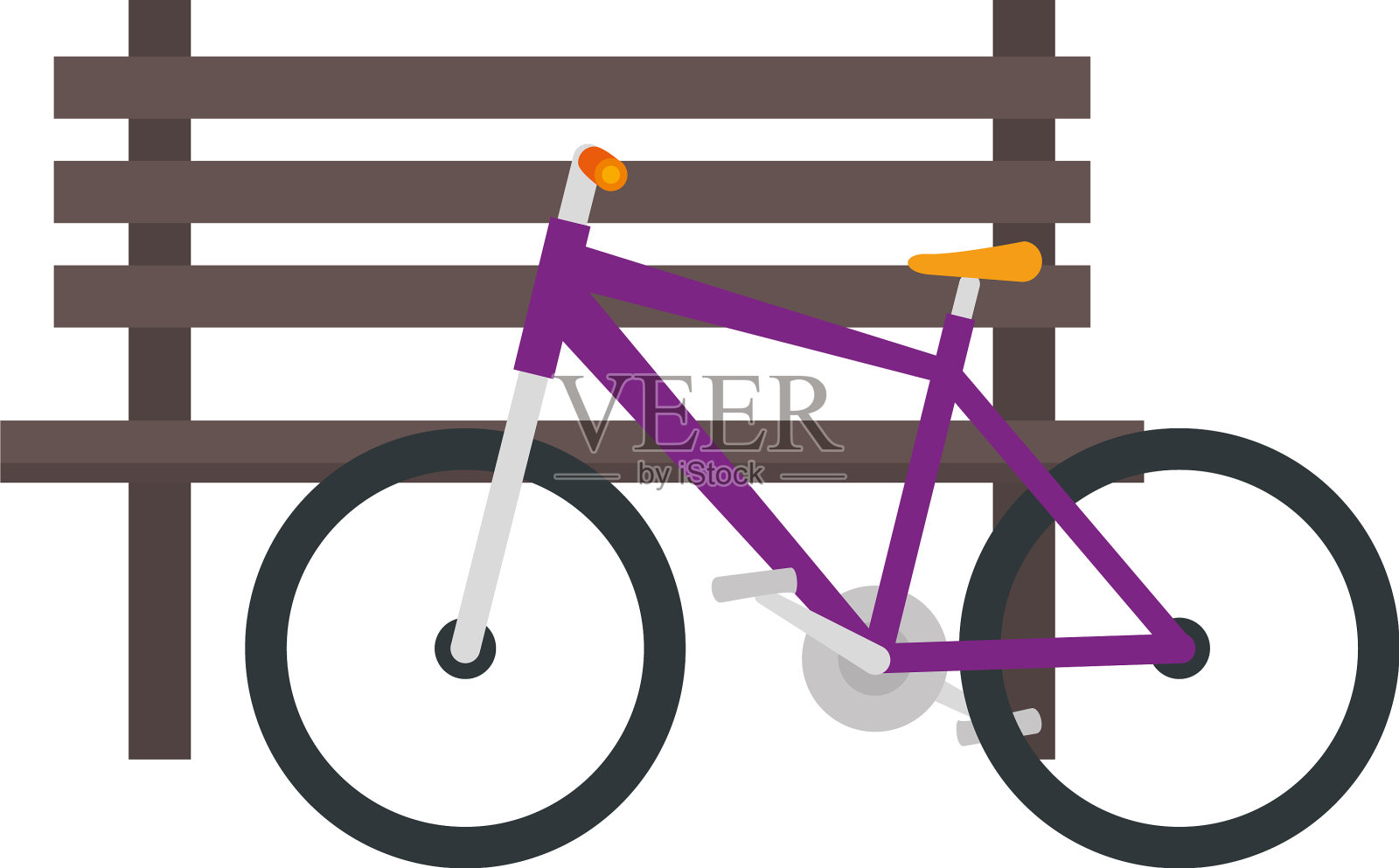 自行车与木椅公园设计元素图片