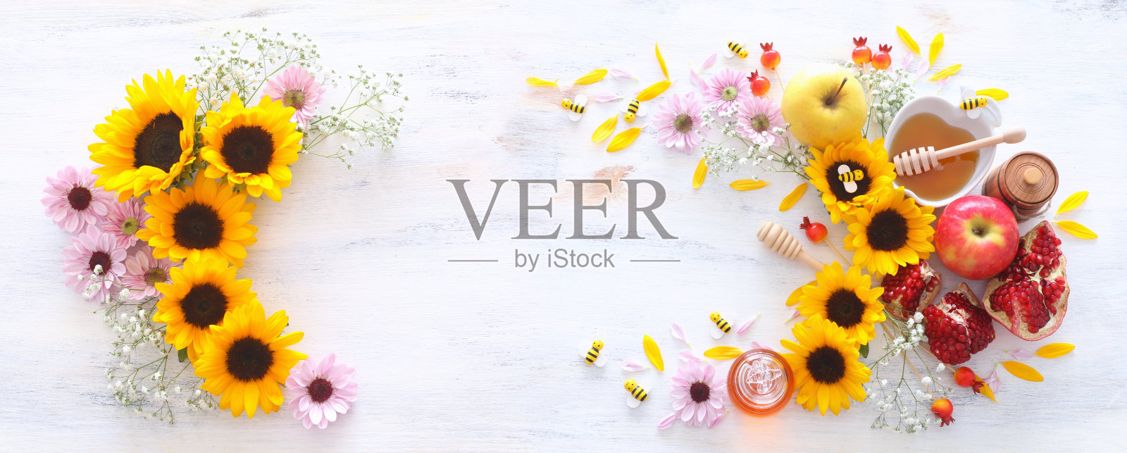 宗教形象的犹太新年(犹太新年假期)概念。传统符号照片摄影图片