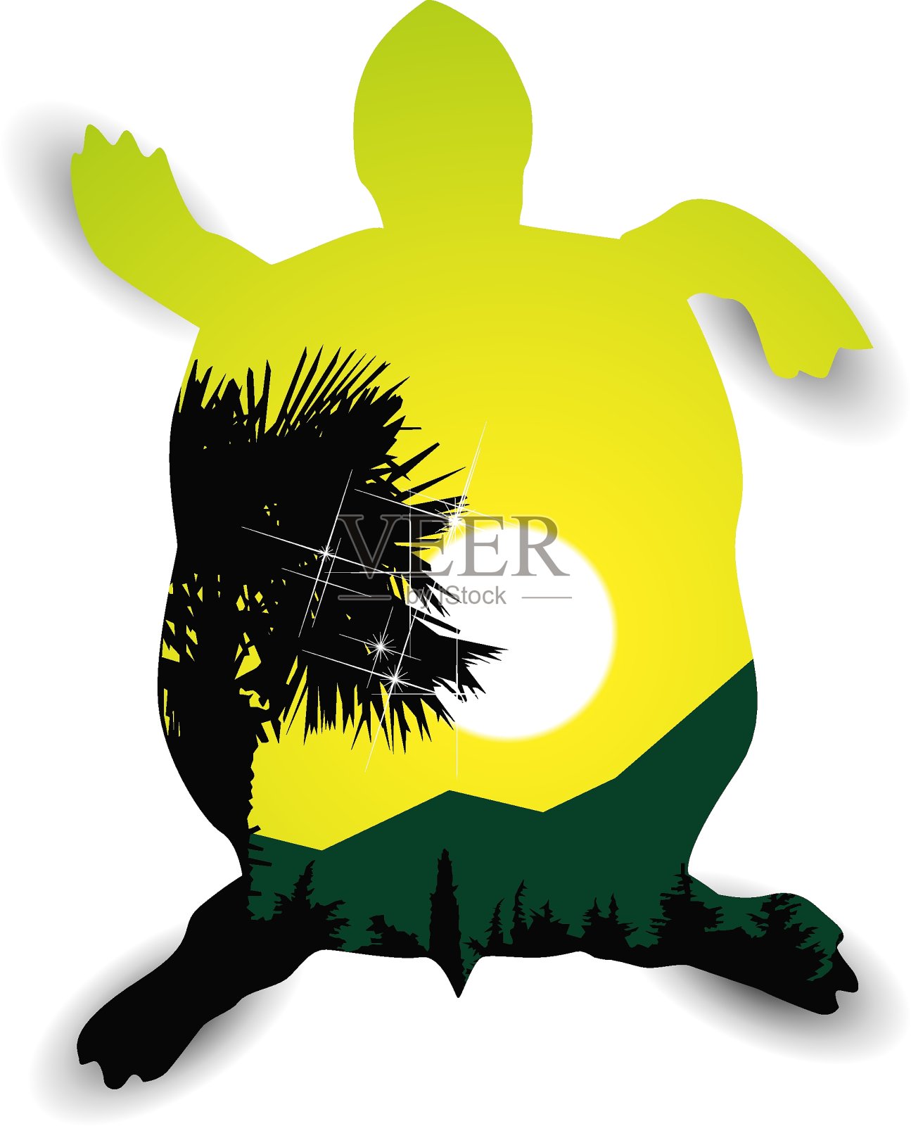 轮廓的乌龟插画图片素材