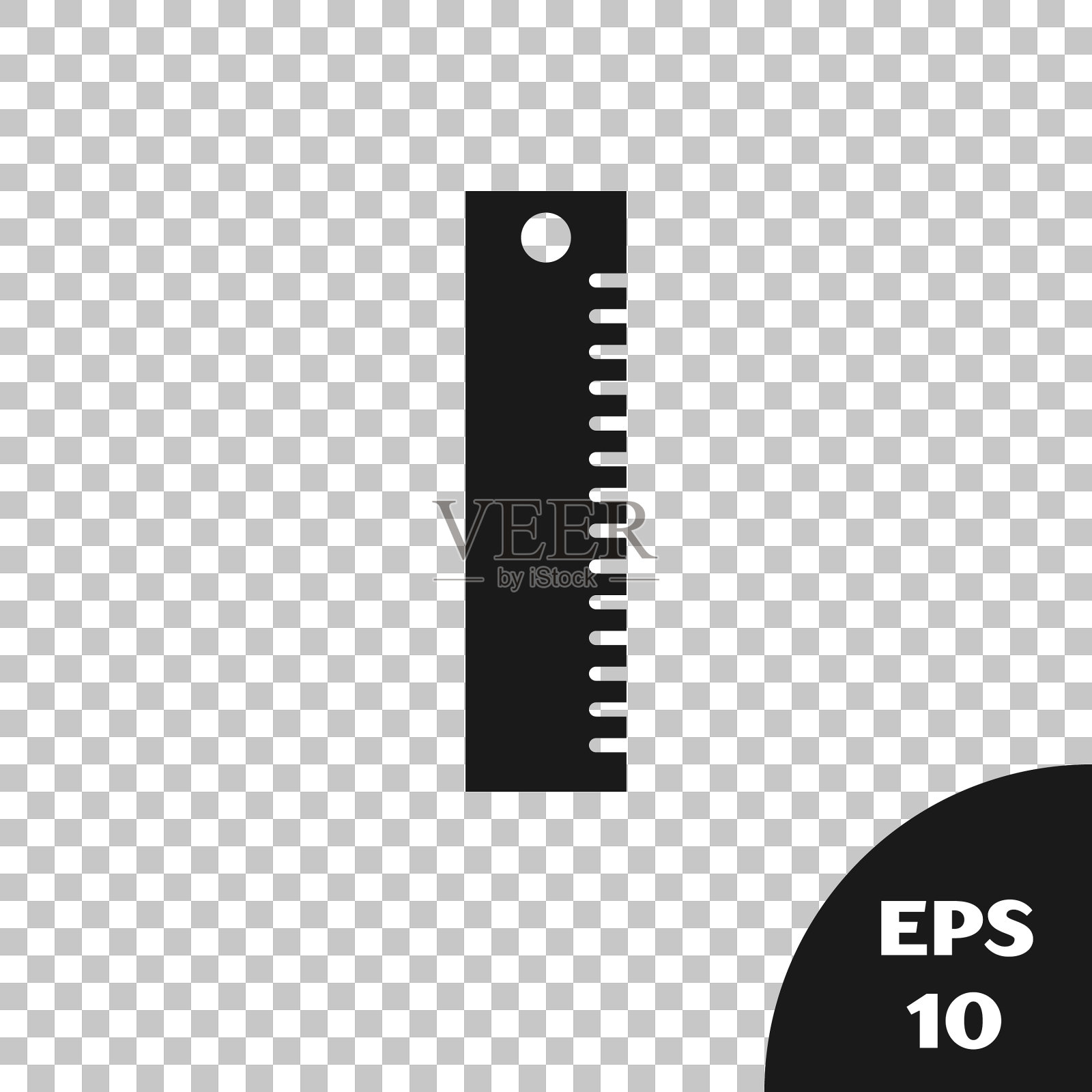 黑色标尺图标隔离在透明插画图片素材