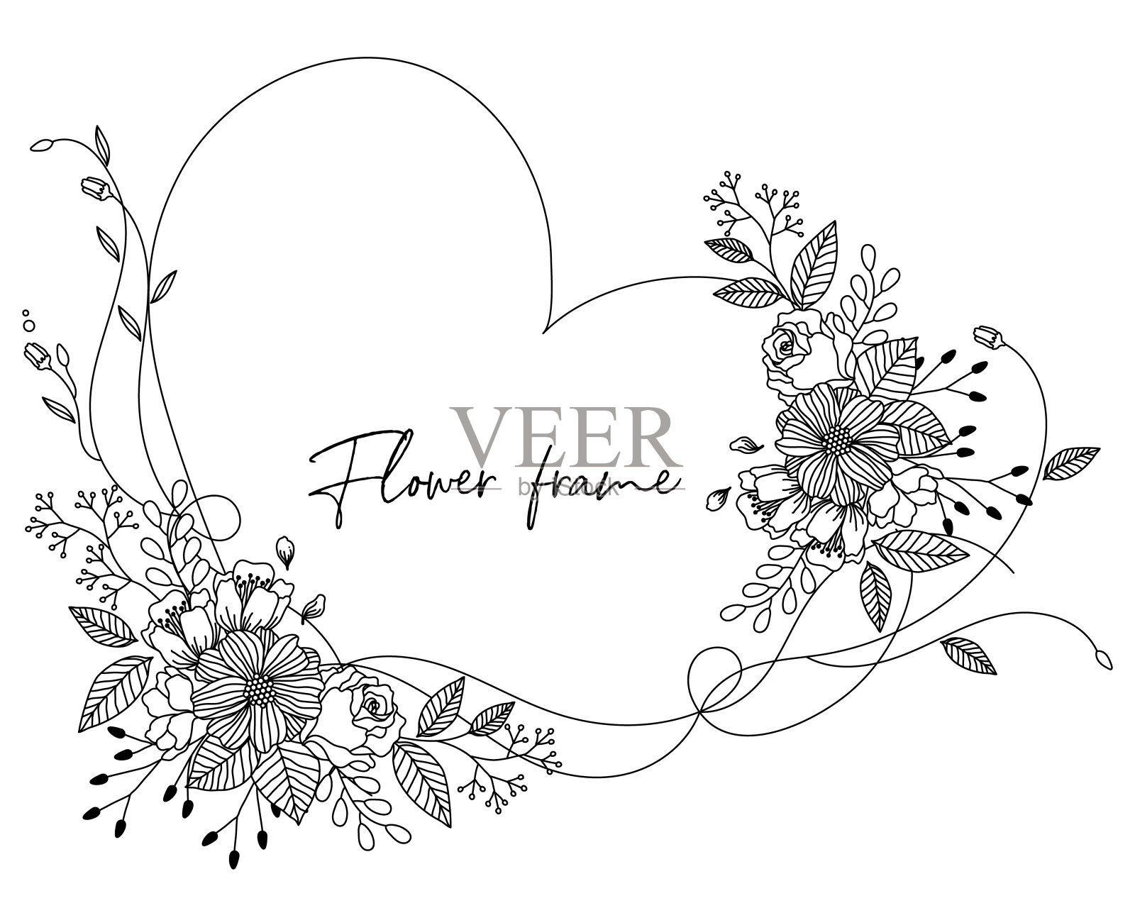 向量插图的框架边框框架与植物插画图片素材