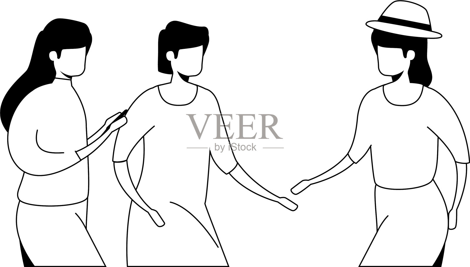 群组女性头像人物图标插画图片素材