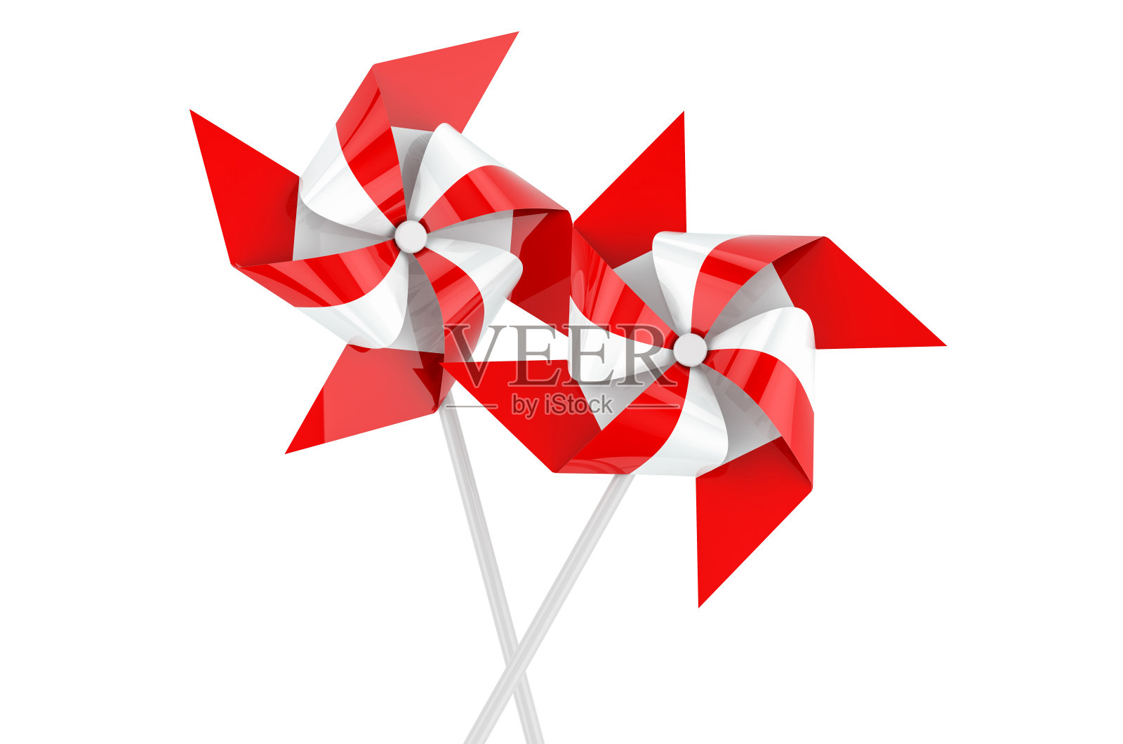 风车与波兰国旗，3D渲染孤立的白色背景照片摄影图片