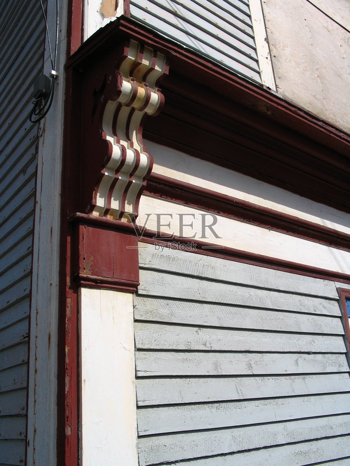 2005年在纽芬兰Twillingate建筑的Corbel细节照片摄影图片