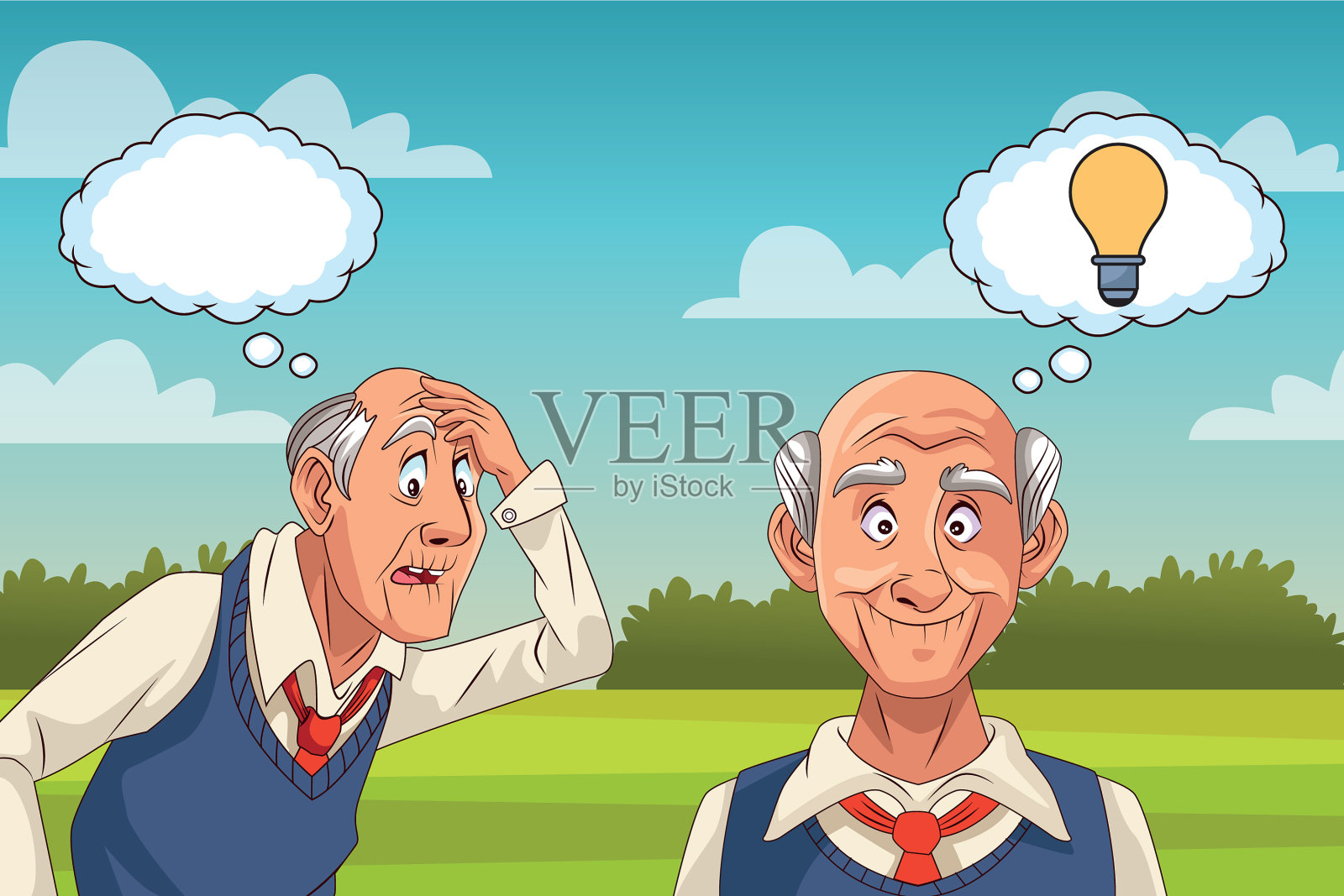 老年痴呆患者在营地插画图片素材