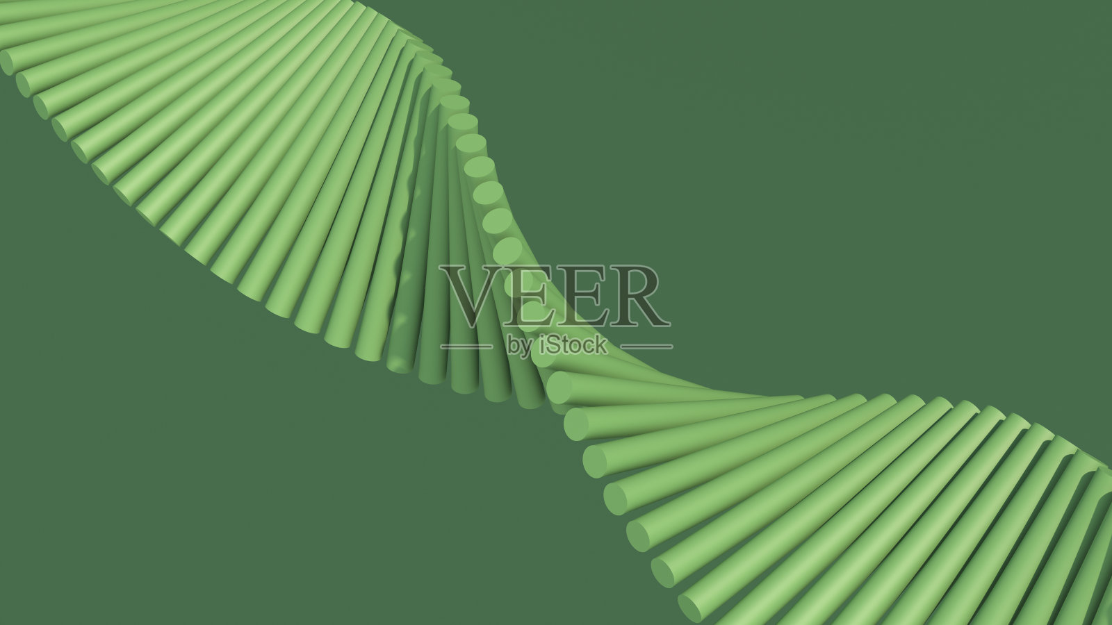 旋转的绿色圆筒组。绿色背景。抽象插图，3d渲染。照片摄影图片