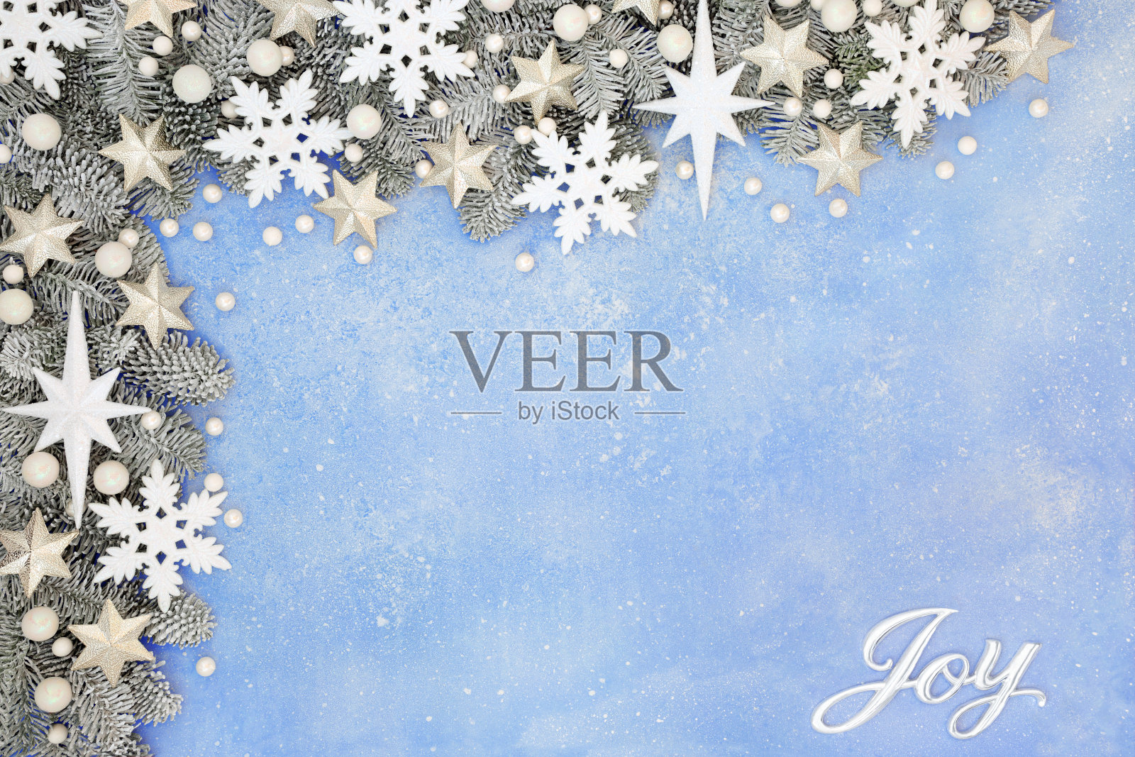 用雪花和星星作圣诞欢乐作文照片摄影图片