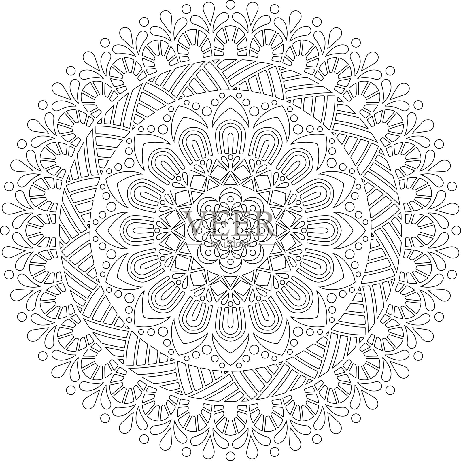 图曼荼罗着色涂鸦素描插画图片素材