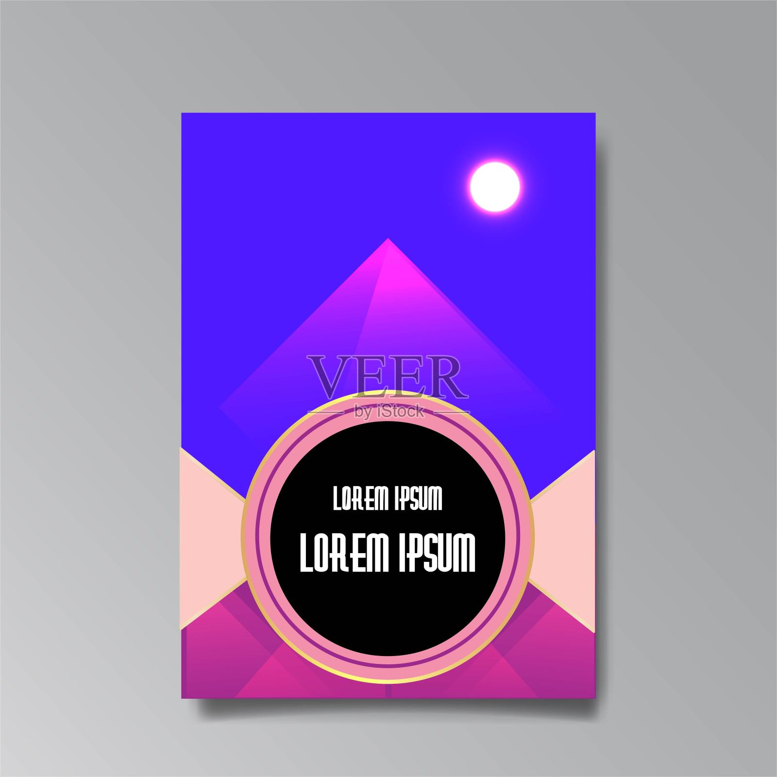 抽象典雅奢华的背景，金戒指、金圈、金首饰，上镶嵌几何图案。塑造辉煌荣耀设计模板素材