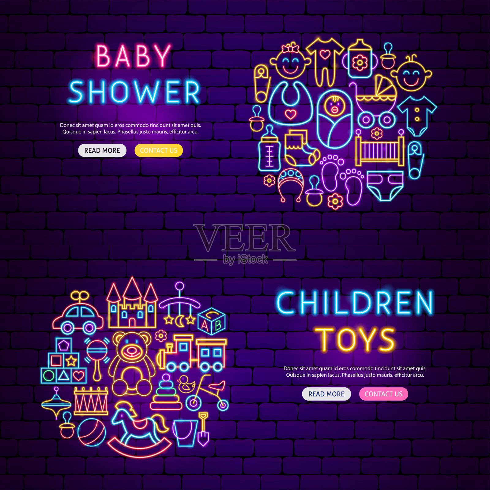 霓虹banner插画图片素材