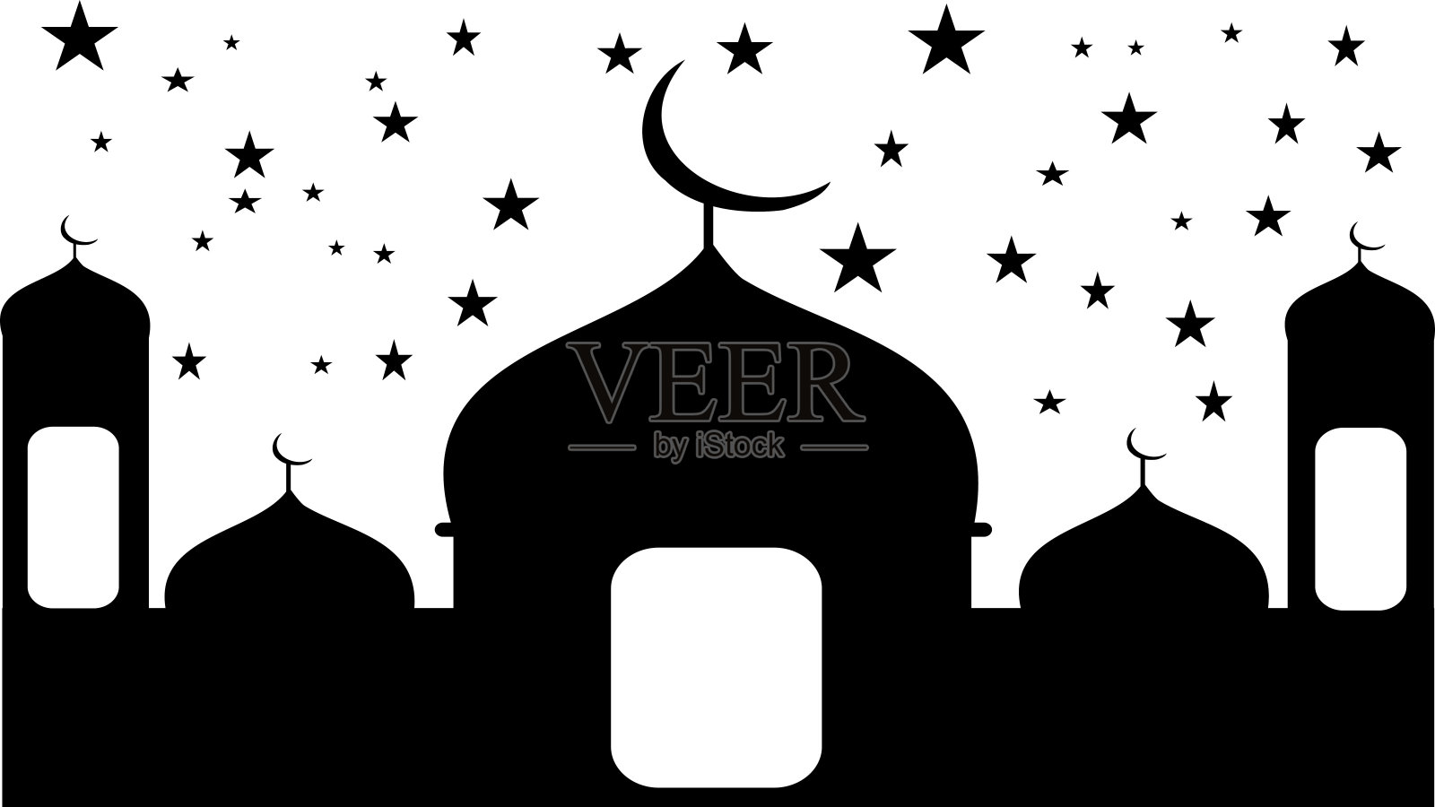 清真寺晚上的插图非常漂亮插画图片素材