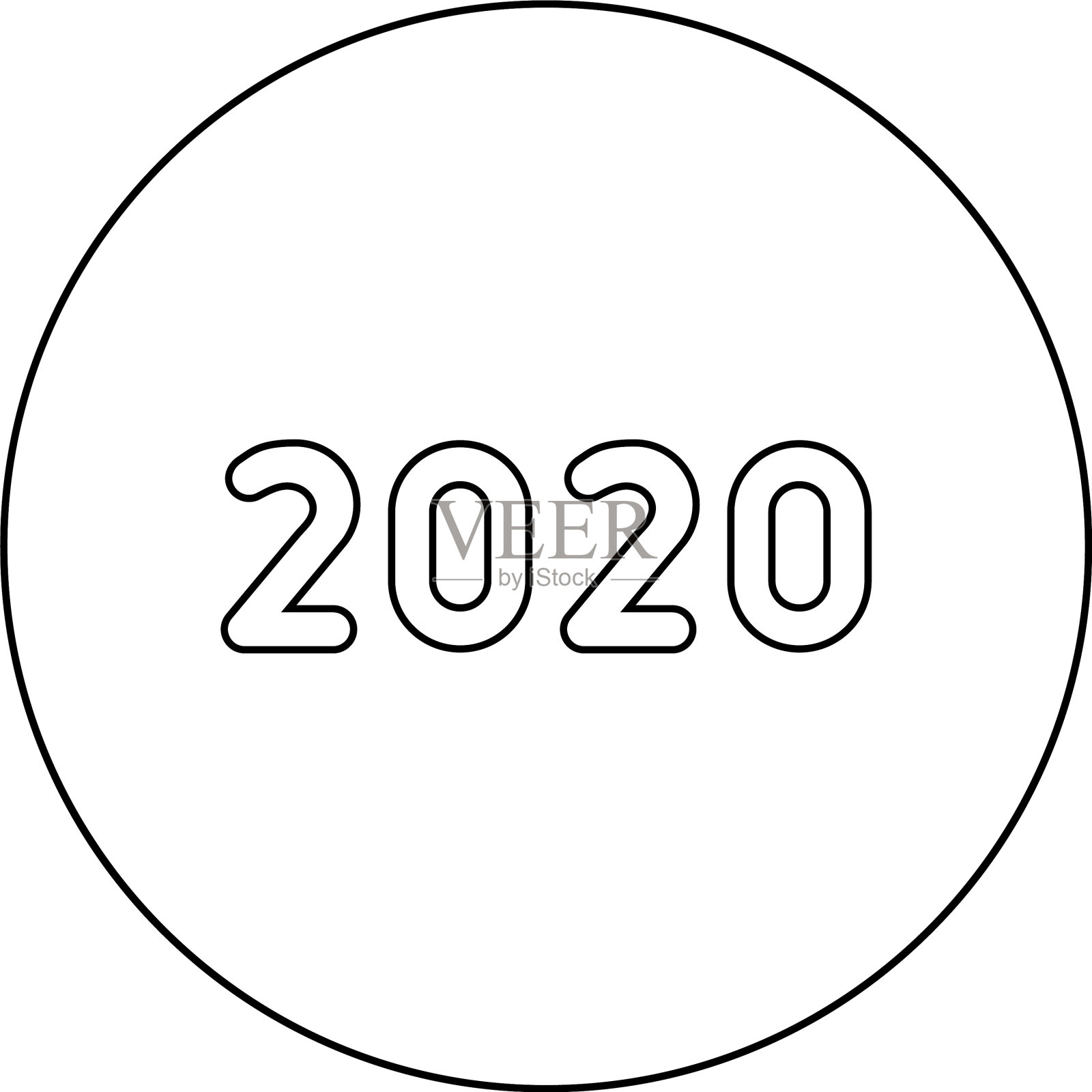 2020年的文字符号，新年字母的圆圈图标插画图片素材