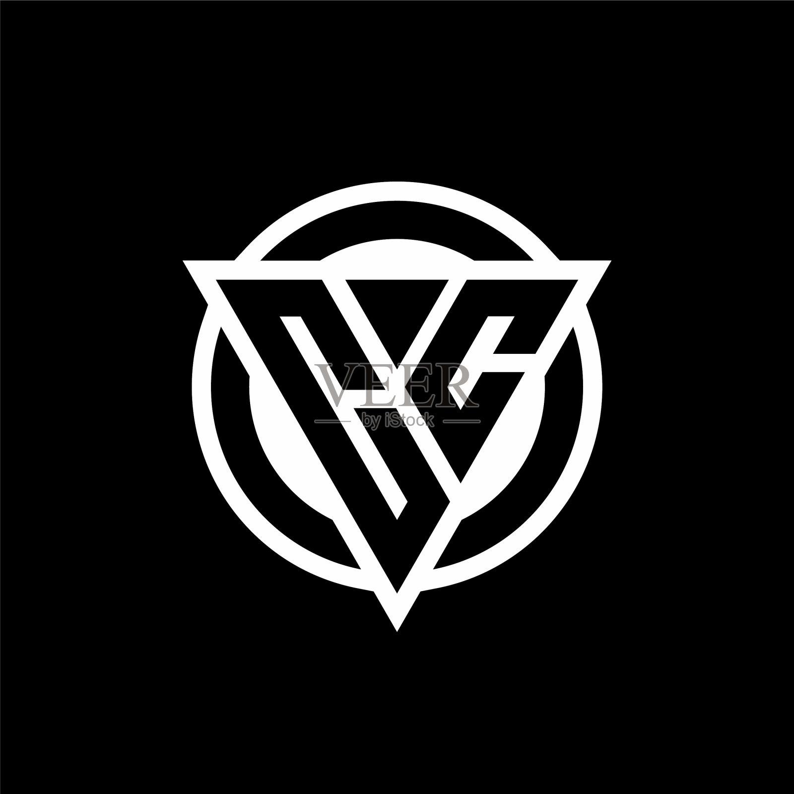 Cc标志与负空间三角形形状和插画图片素材