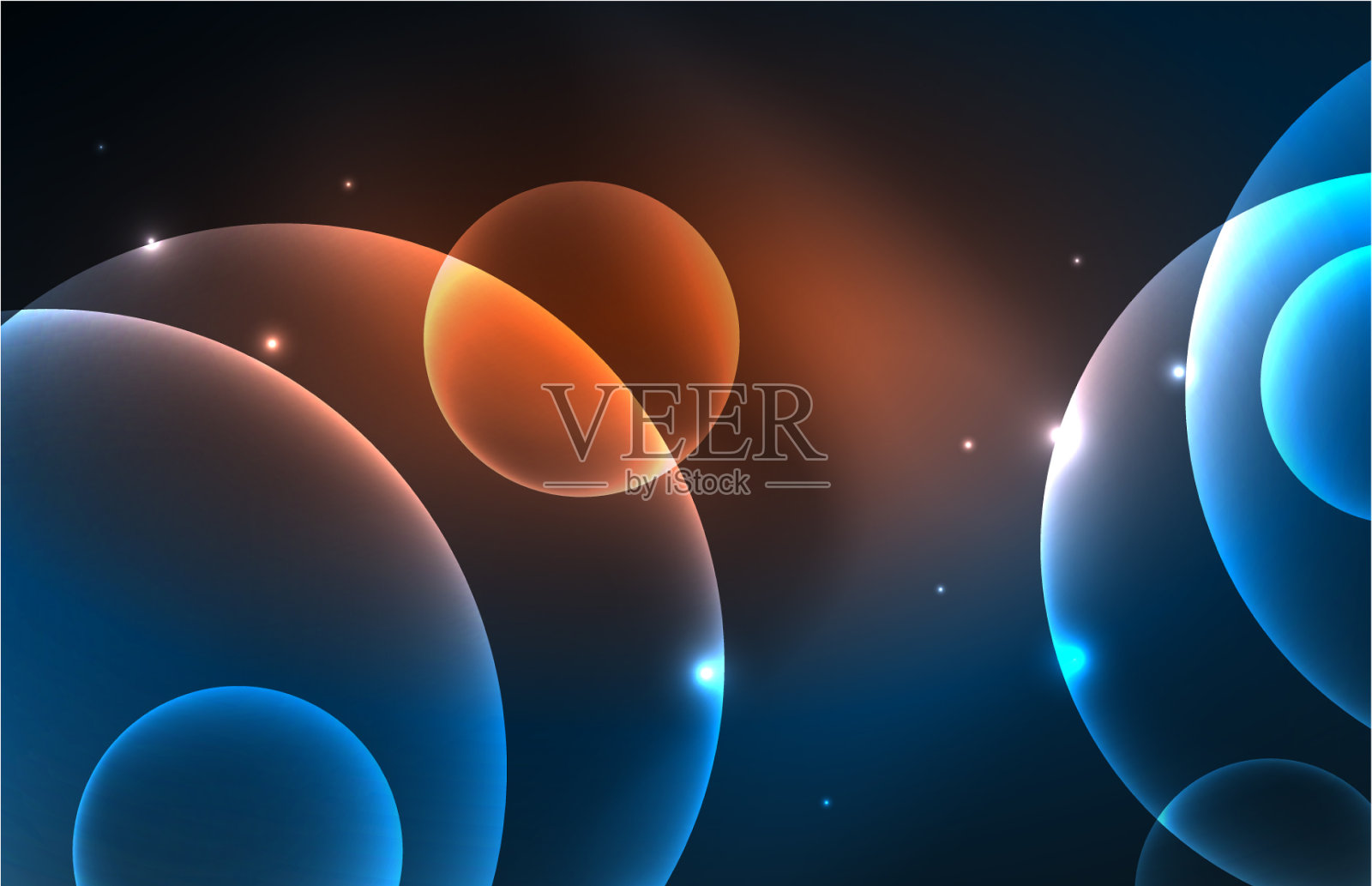 霓虹灯闪闪发光透明发光的圆与光插画图片素材