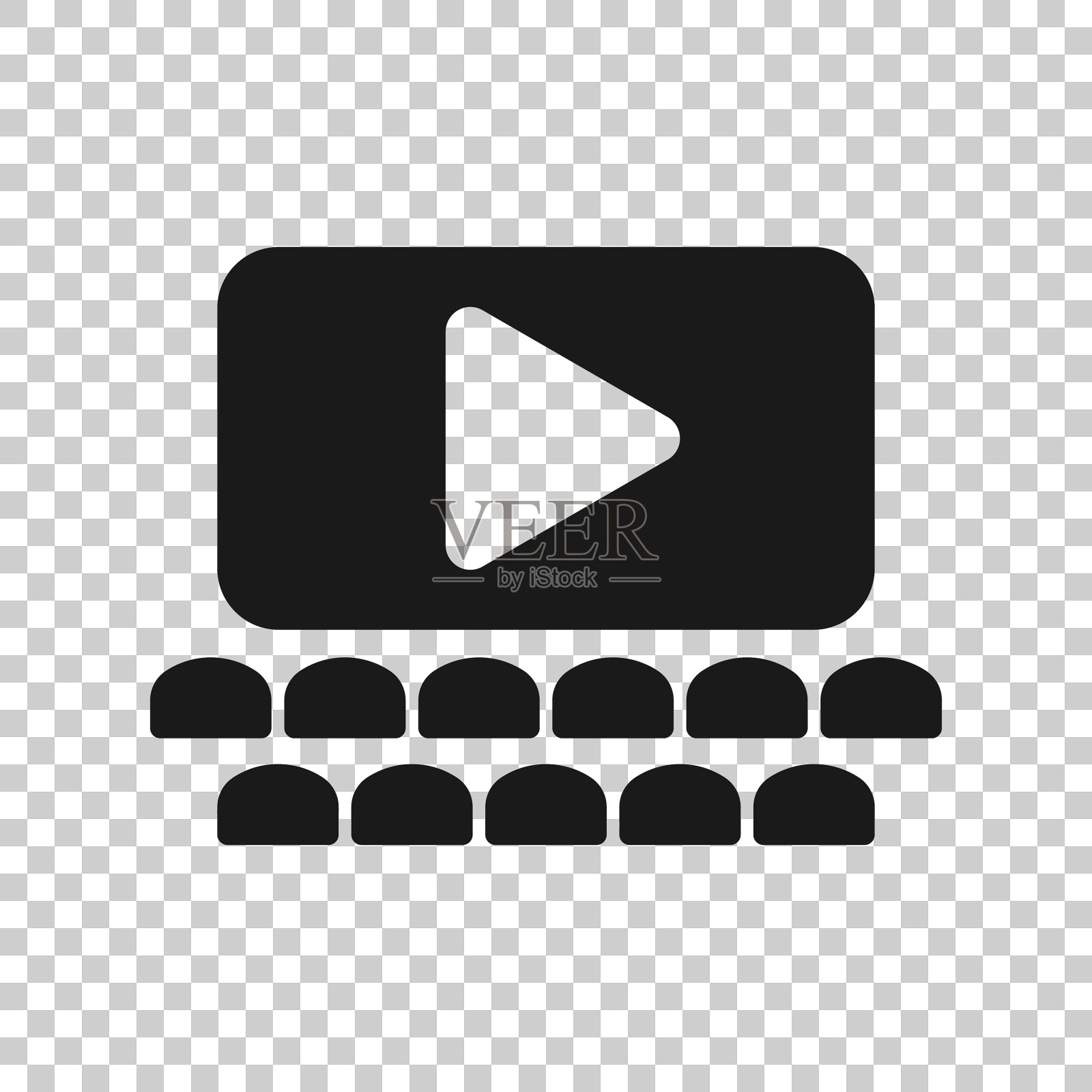 电影图标在平坦风格的电影上孤立的白色图标素材