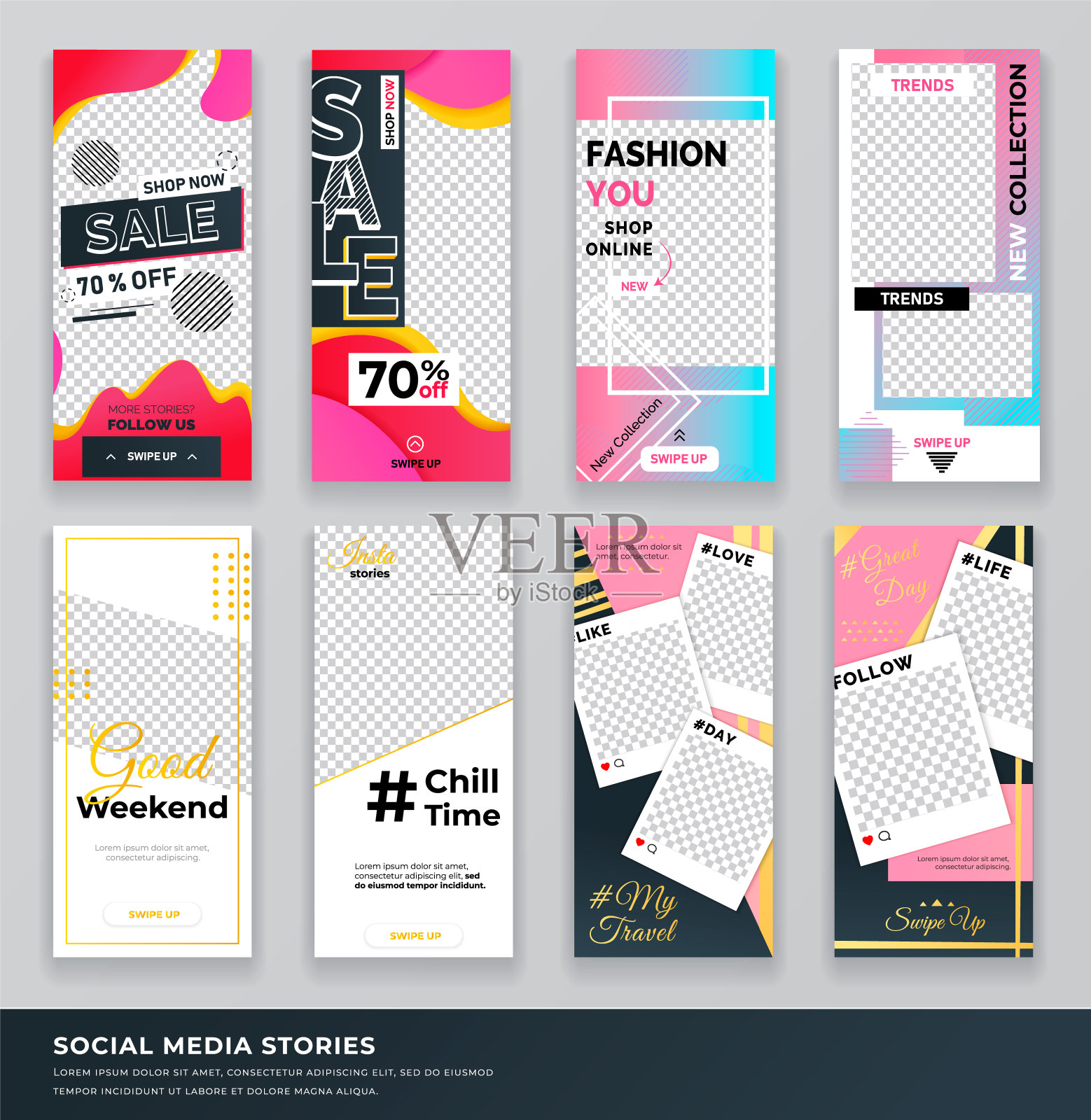 现在出售商店集合集合的封面向量设计模板素材