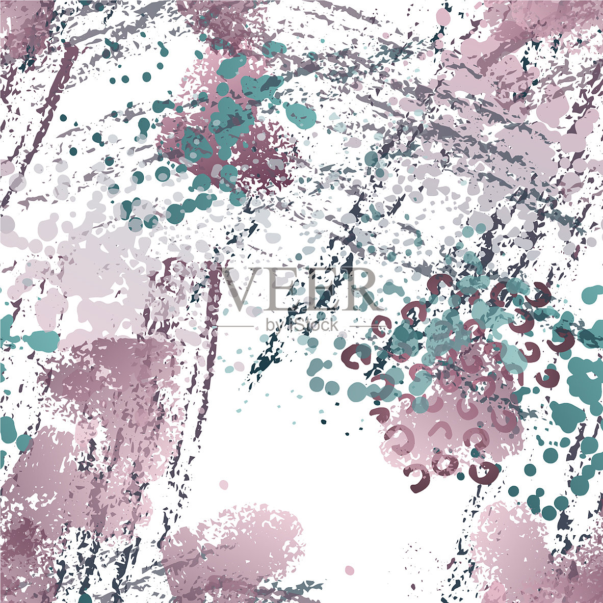 墨水污渍无缝图案时尚概念插画图片素材