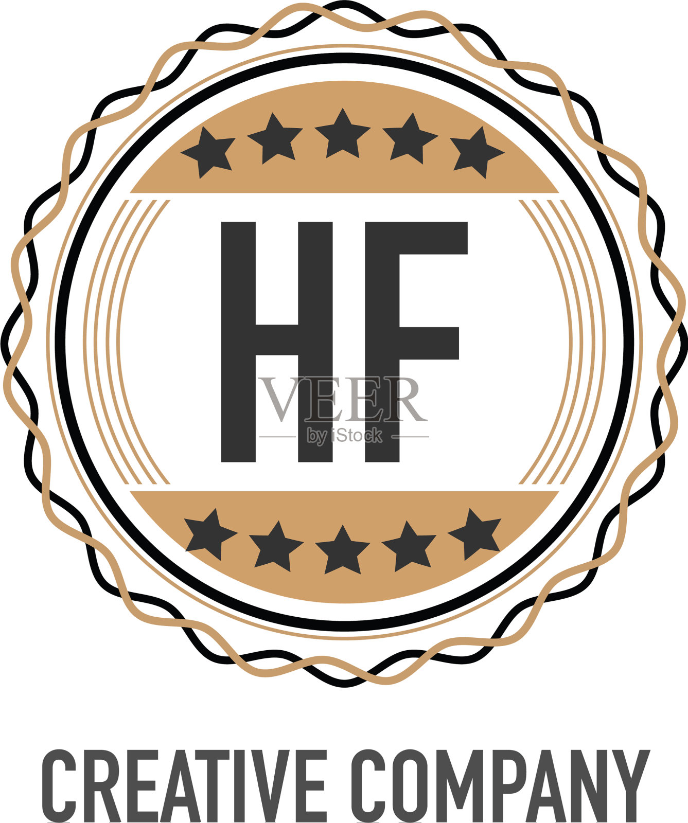 首字母hf优雅标志设计模板插画图片素材