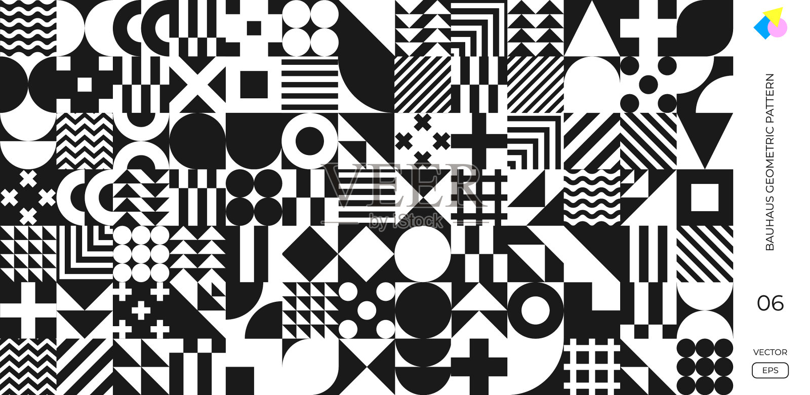 包豪斯图案背景抽象几何插画图片素材