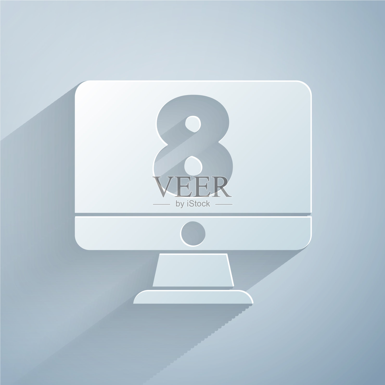 剪纸3月8日对监视器图标隔离图标素材