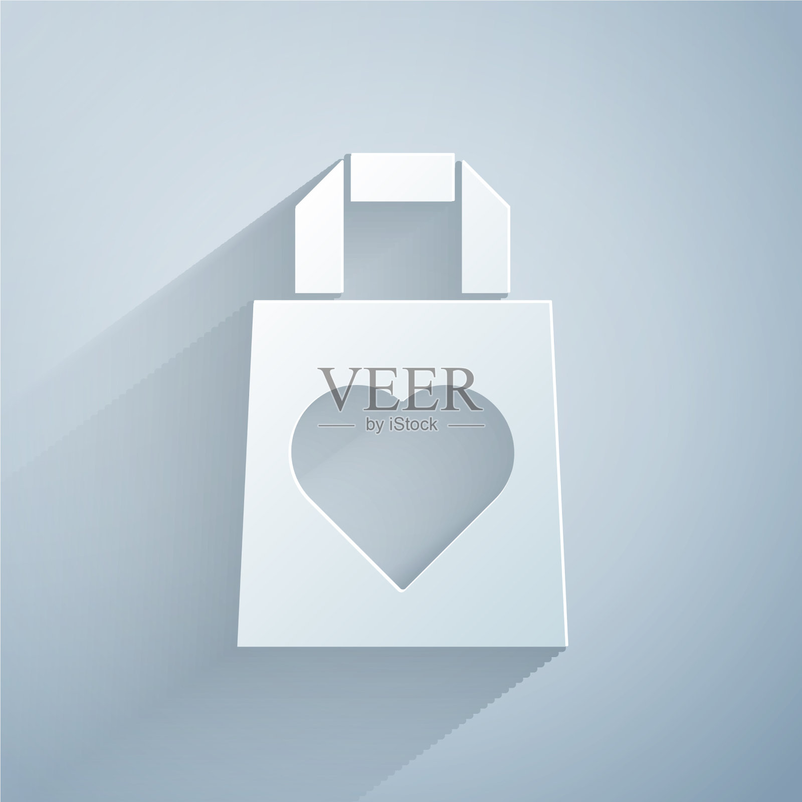 剪纸购物袋与心的图标孤立上插画图片素材