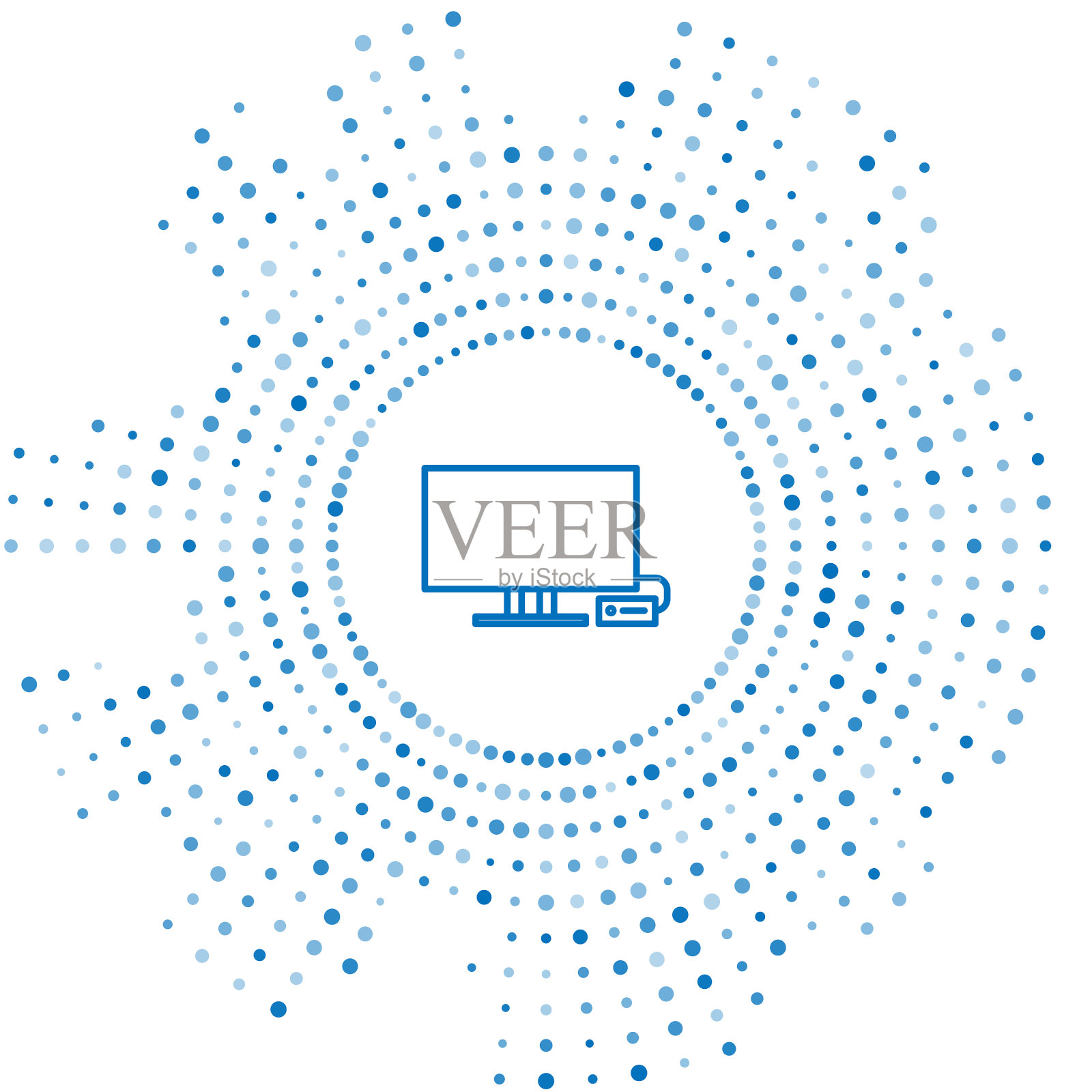 蓝线智能电视图标孤立在白色插画图片素材