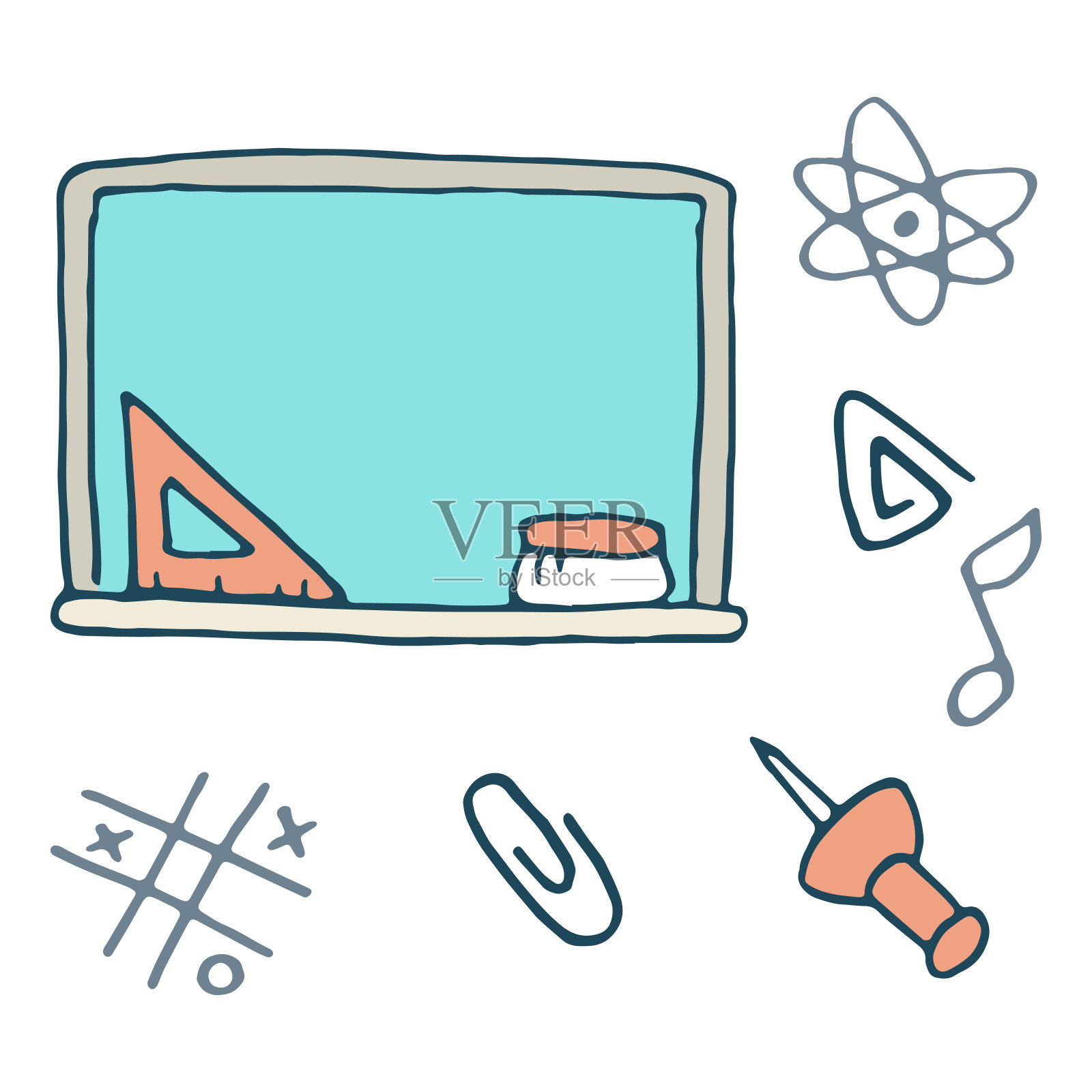 粉笔板在白色孤立的背景。插画图片素材