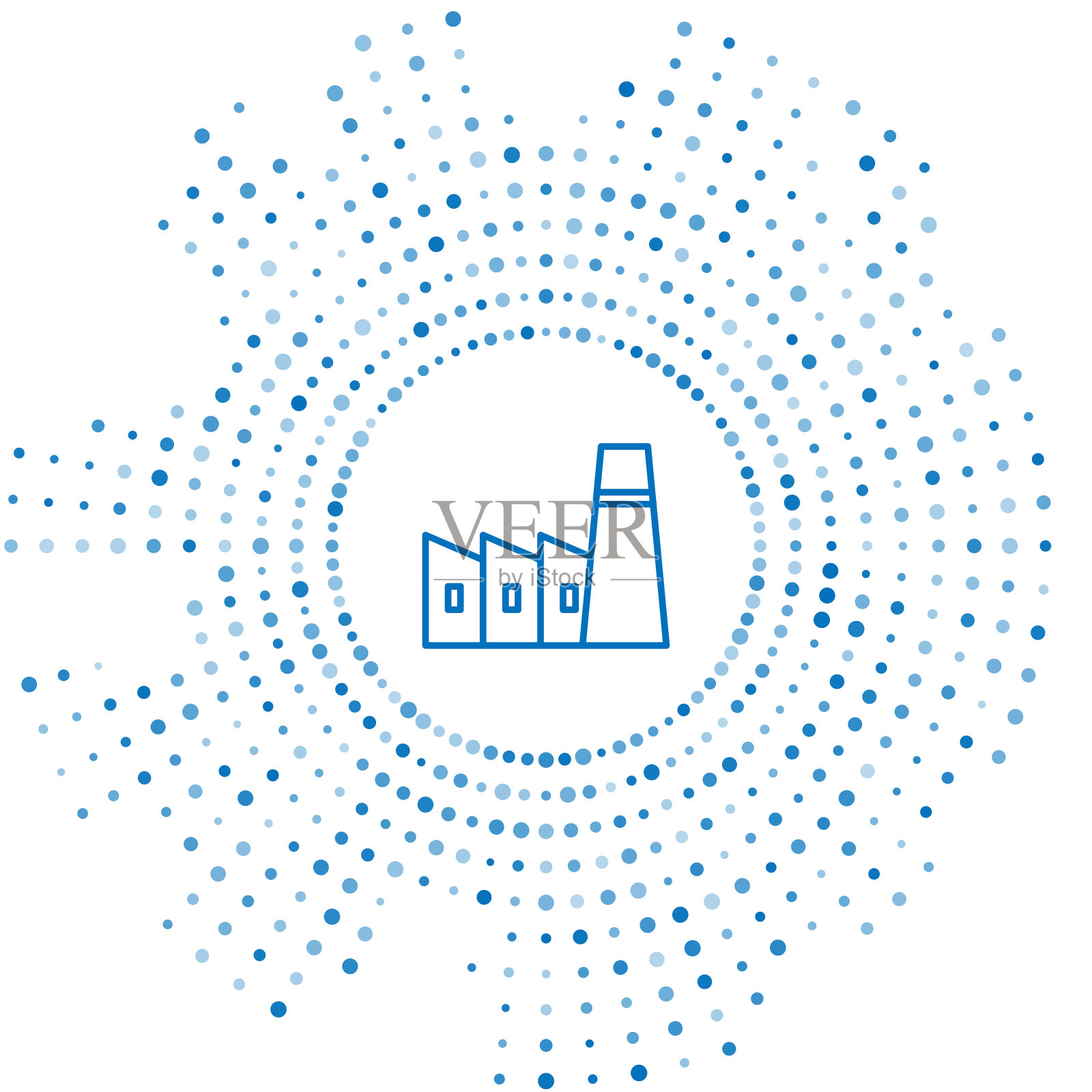 蓝线油气工业厂房插画图片素材