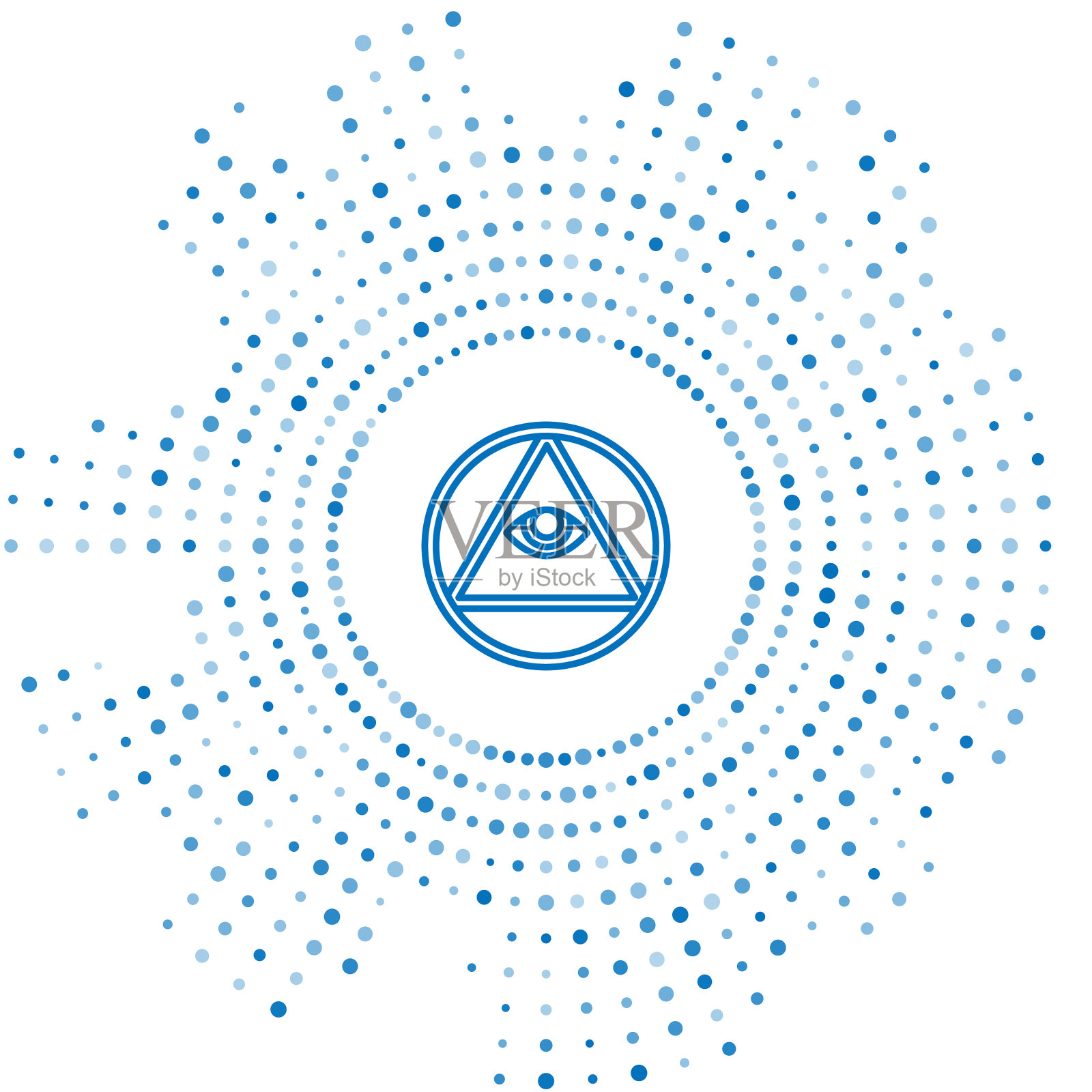 蓝线石匠象征全视之眼神的图标插画图片素材