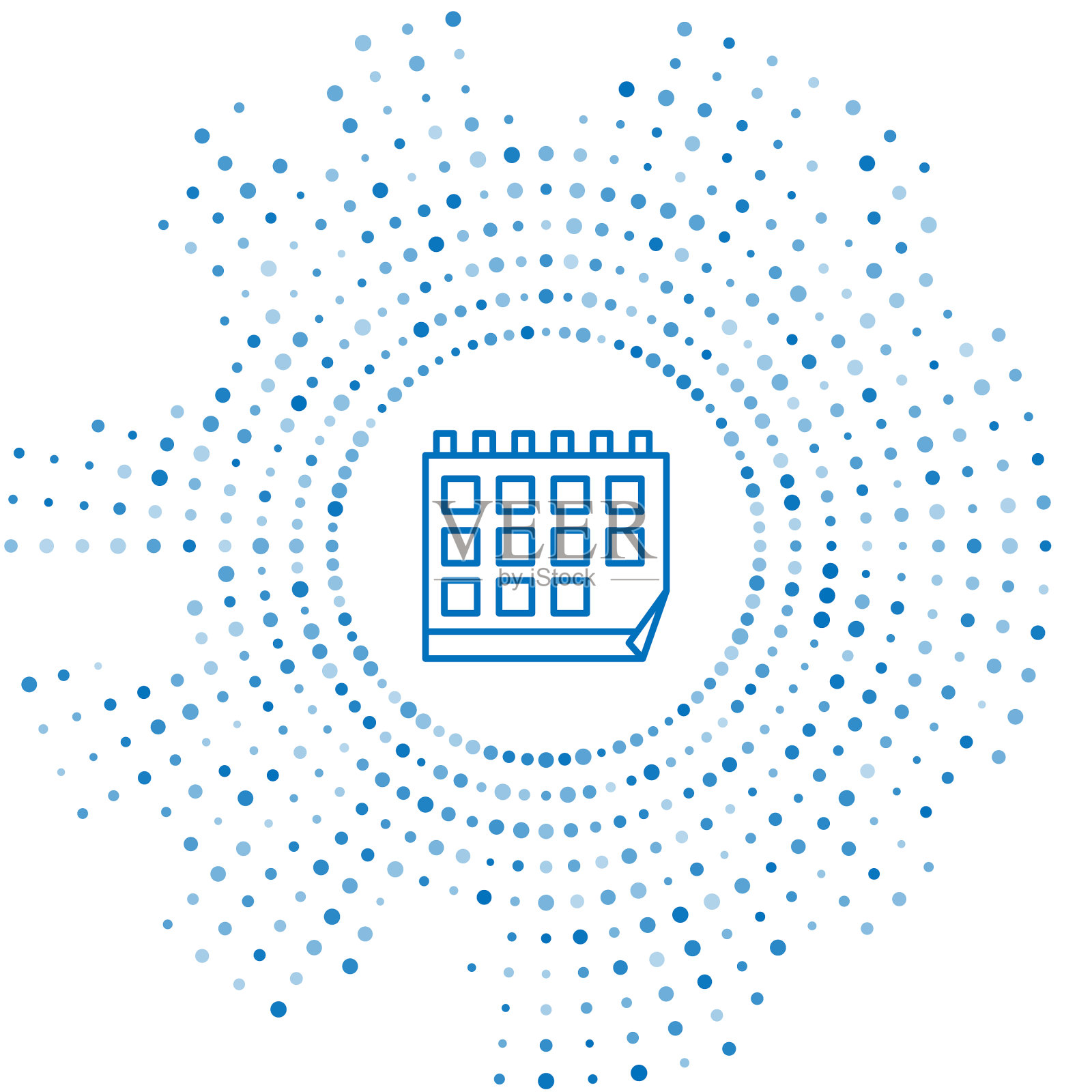 蓝线日历图标隔离在白色插画图片素材