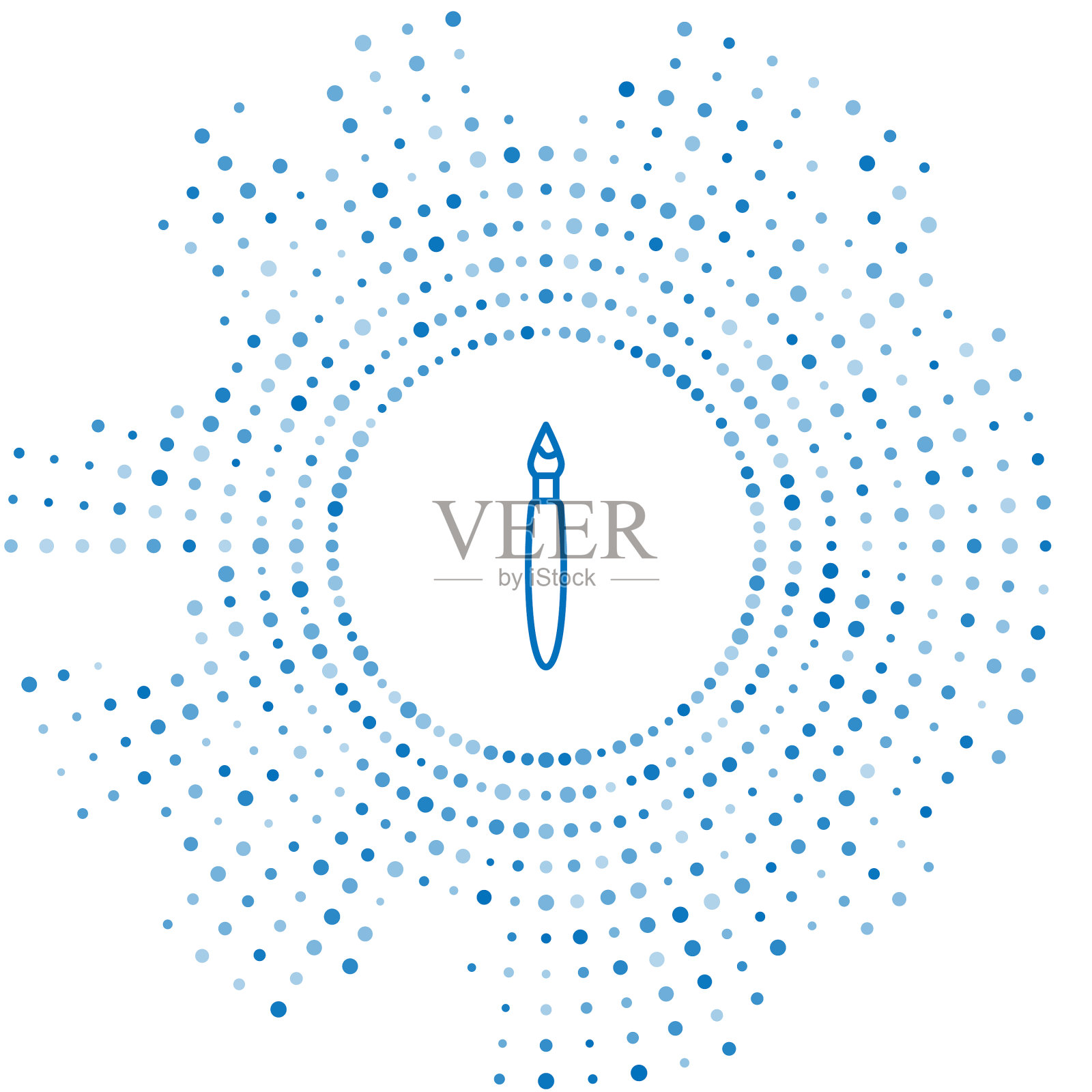 蓝线漆刷图标隔离在白色上插画图片素材