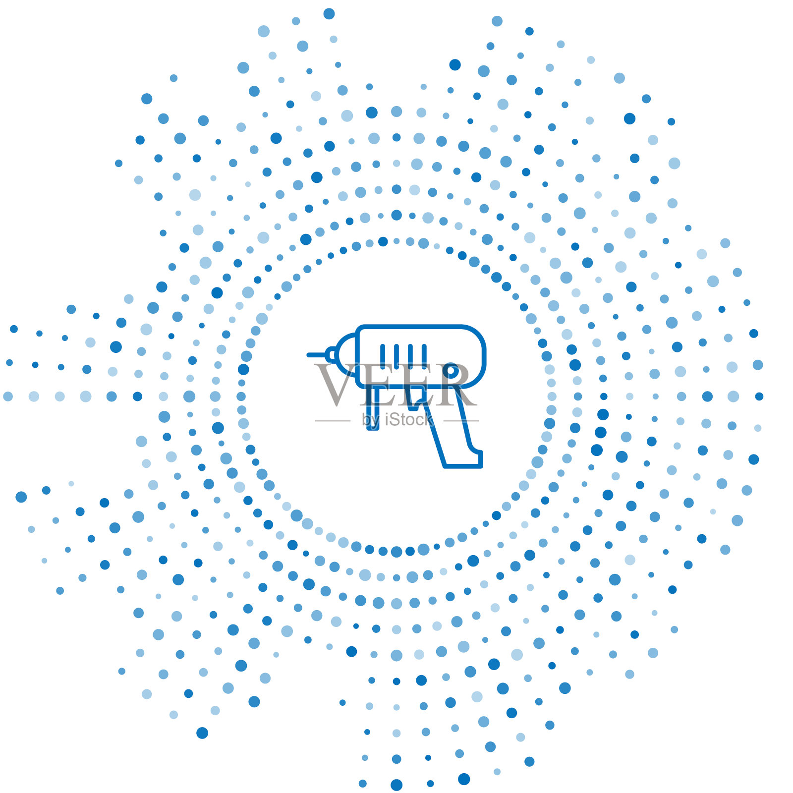 蓝线电钻机图标隔离上插画图片素材