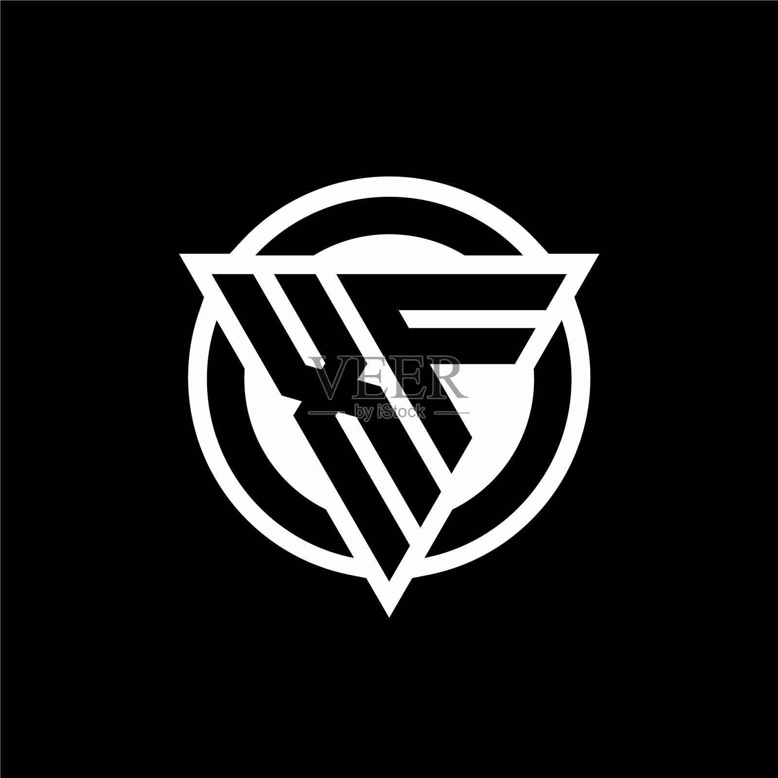 xf标志具有负空间和三角形的形状插画图片素材