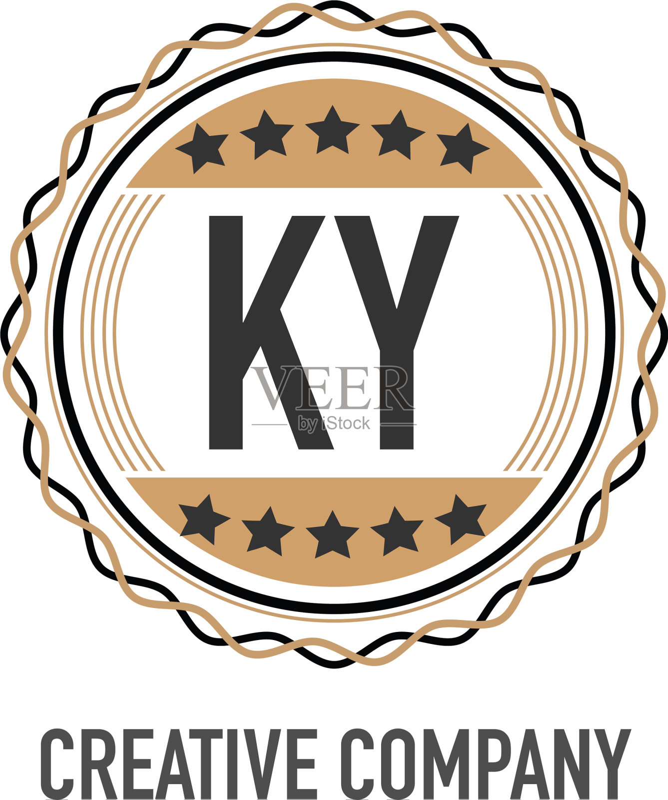 首字母ky典雅标志设计模板插画图片素材