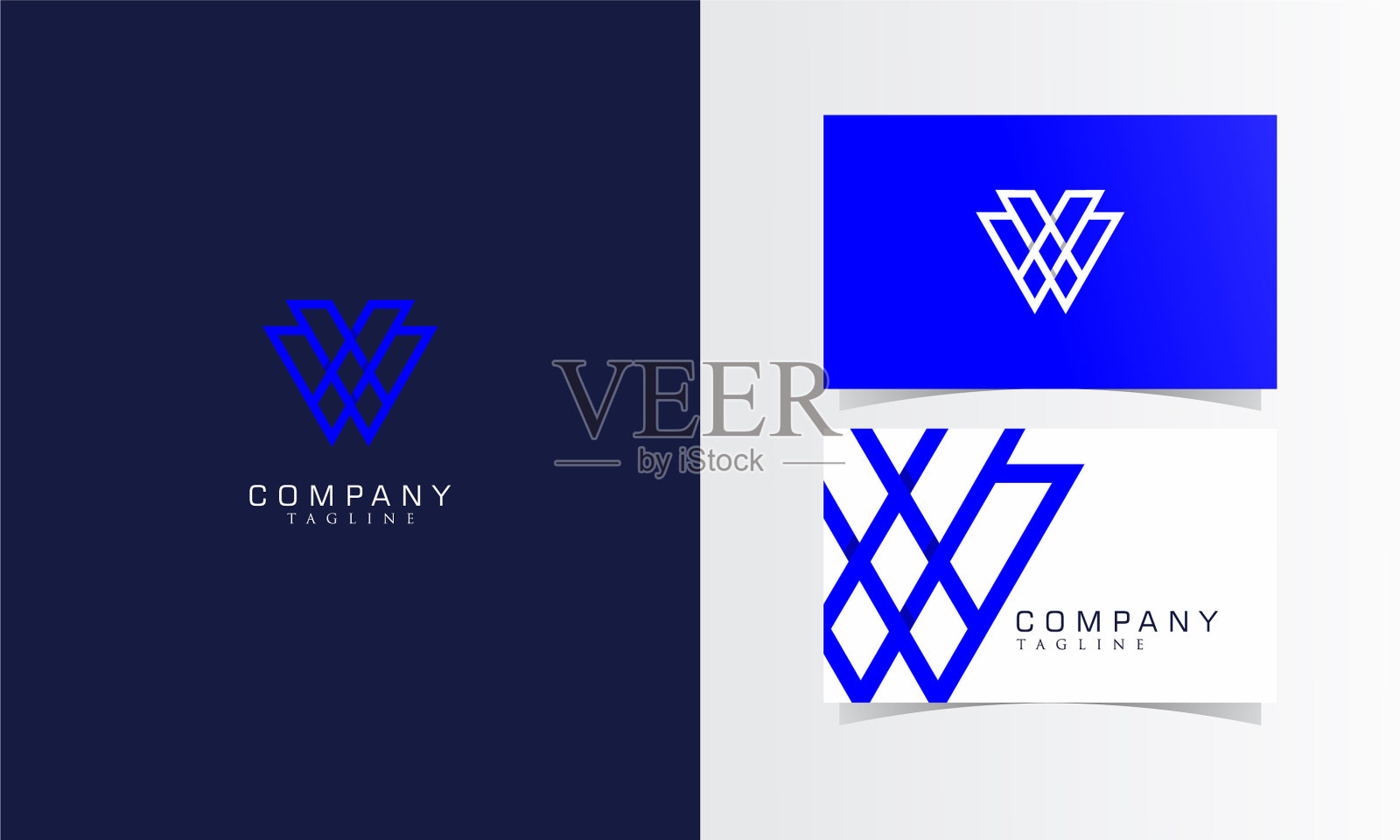 W线抽象标志与名片插画图片素材