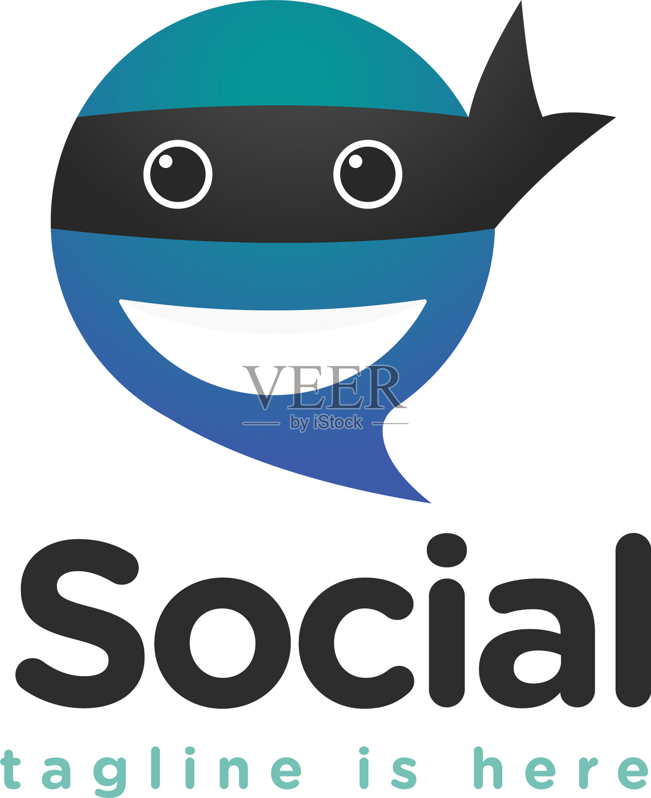 忍者社交媒体聊天标志插画图片素材