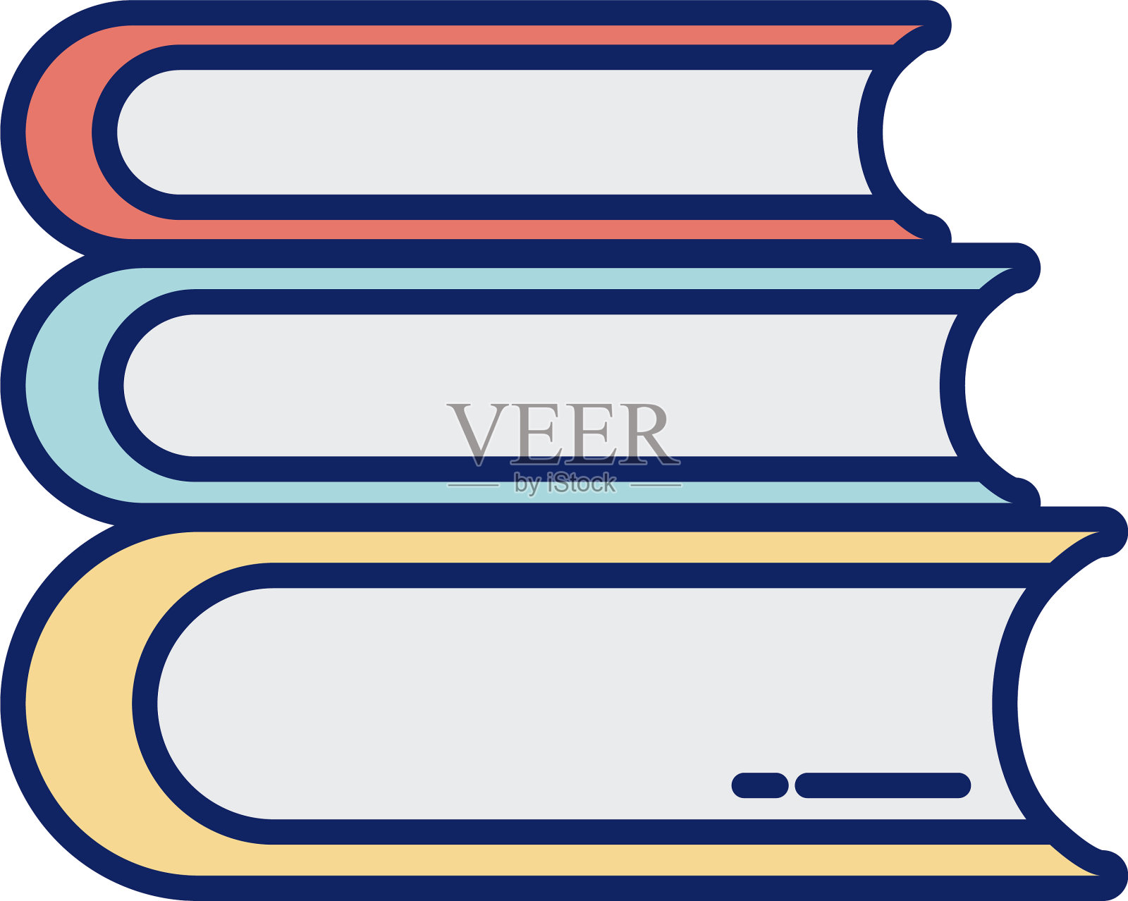 堆叠书籍线和填充样式图标设计元素图片