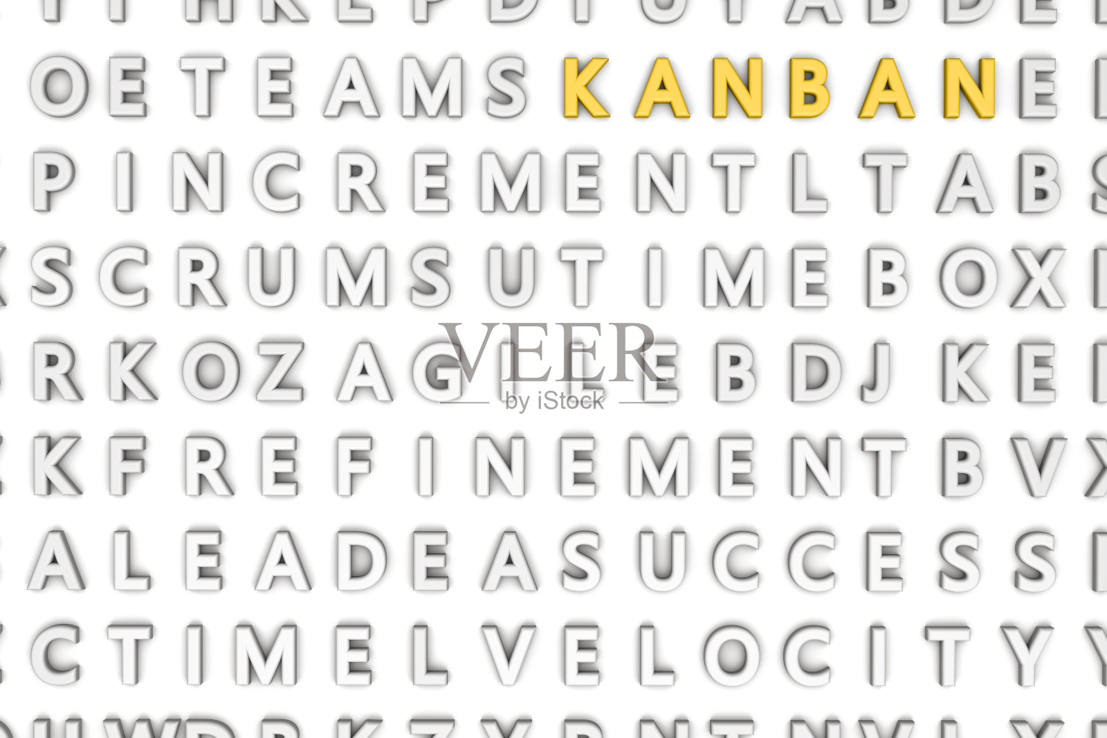 在白色墙壁上随机的字母和不同的单词的3d渲染照片摄影图片