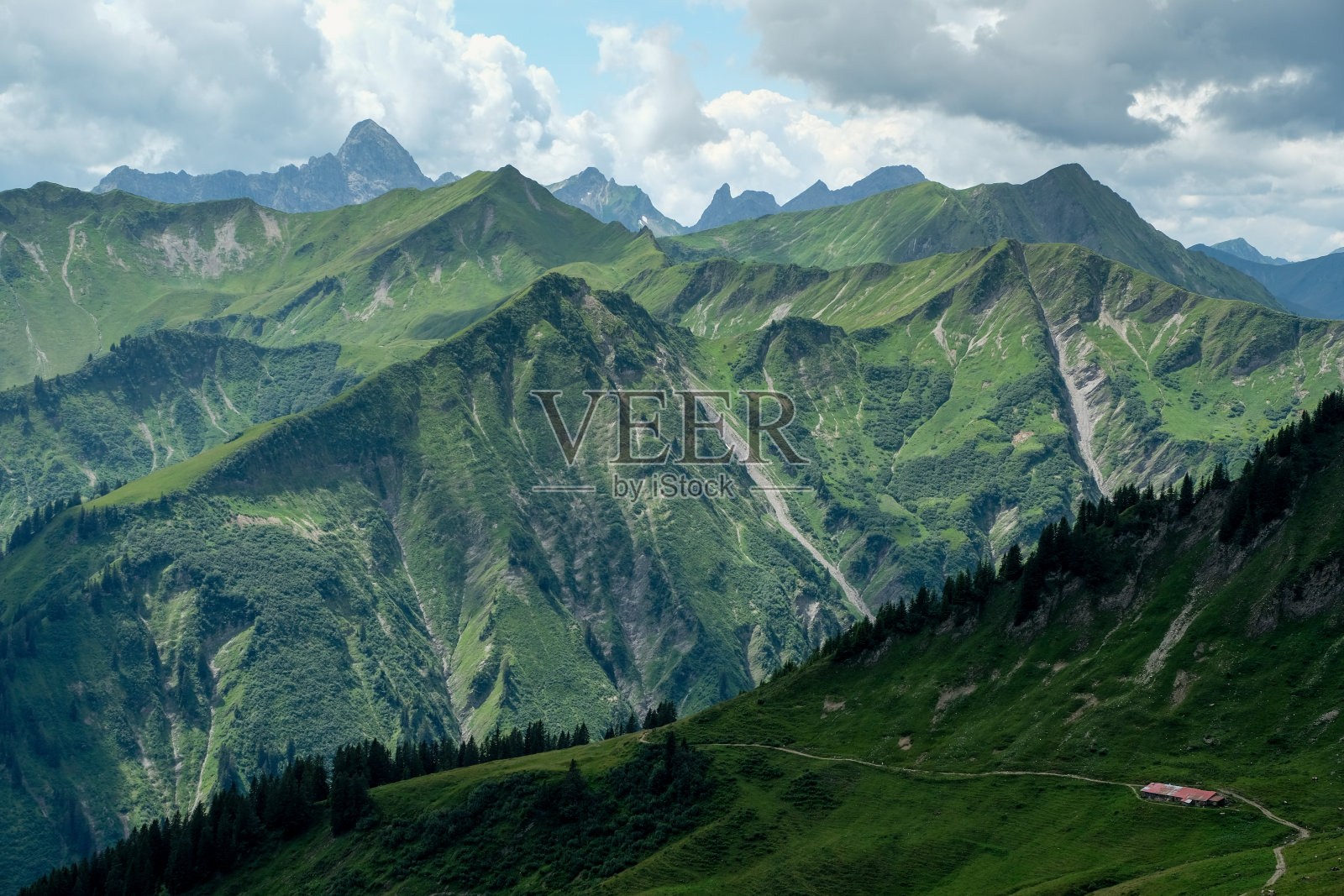 克莱因瓦尔瑟塔尔山谷的全景照片摄影图片